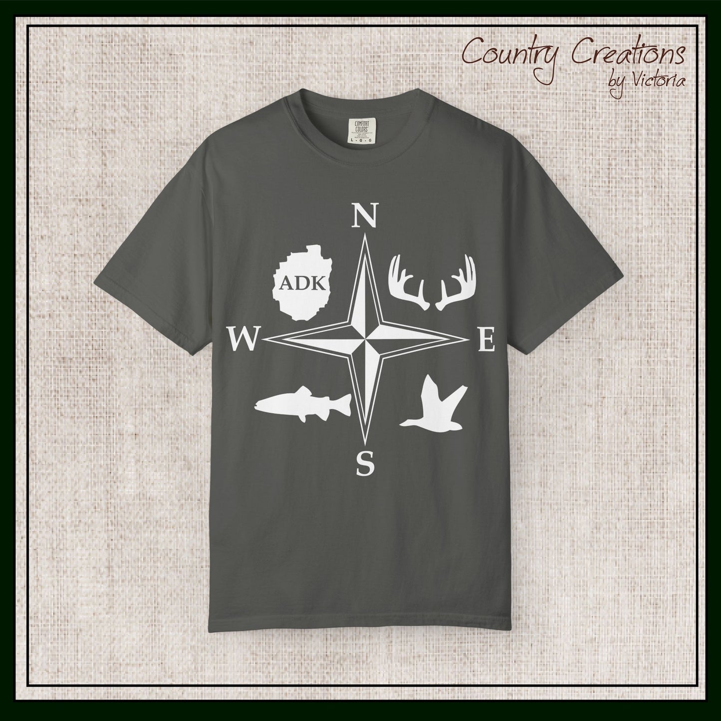 Adirondack Adventurers Compass Comfort Colors Short Sleeve Unisex T-Shirt - ADK Hunters Compass (P6027)