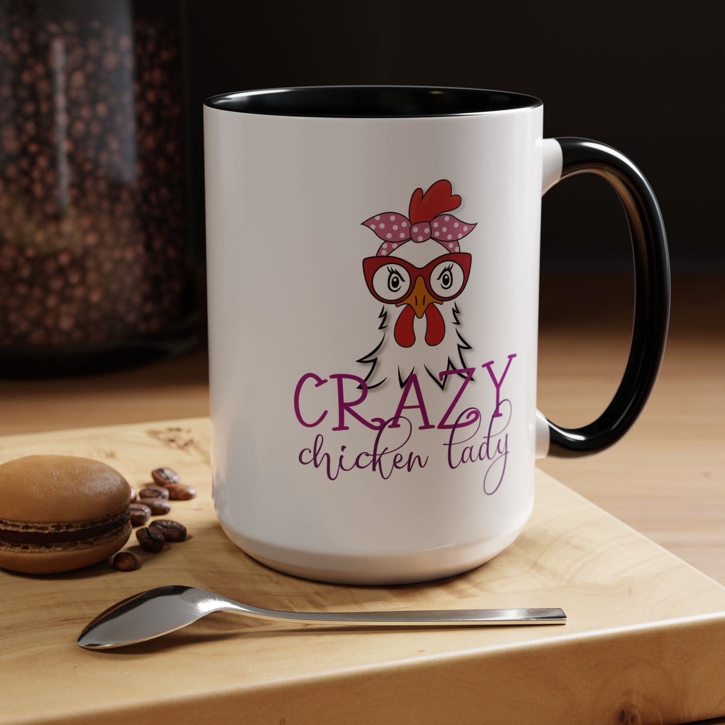 Crazy Chicken Lady Accent Coffee Mug | Funny Gift for Chicken Lovers, Farmhouse Décor | 11oz & 15oz (P-6077)