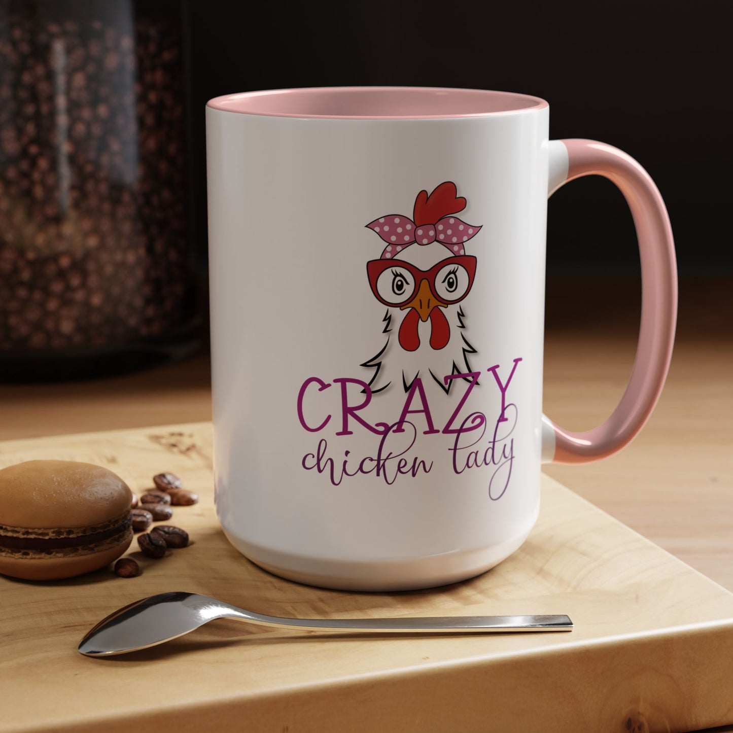 Crazy Chicken Lady Accent Coffee Mug | Funny Gift for Chicken Lovers, Farmhouse Décor | 11oz & 15oz (P-6077)