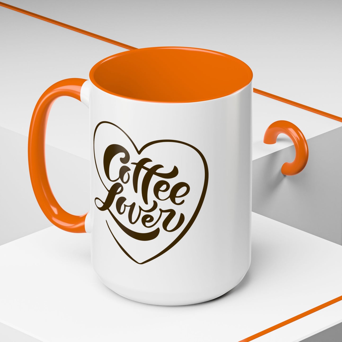 Coffee Lover Color Accent Ceramic Mug – Cute Printed Coffee Gift for Coffeeholics, Baristas, and Caffeine Addicts (P-6061)