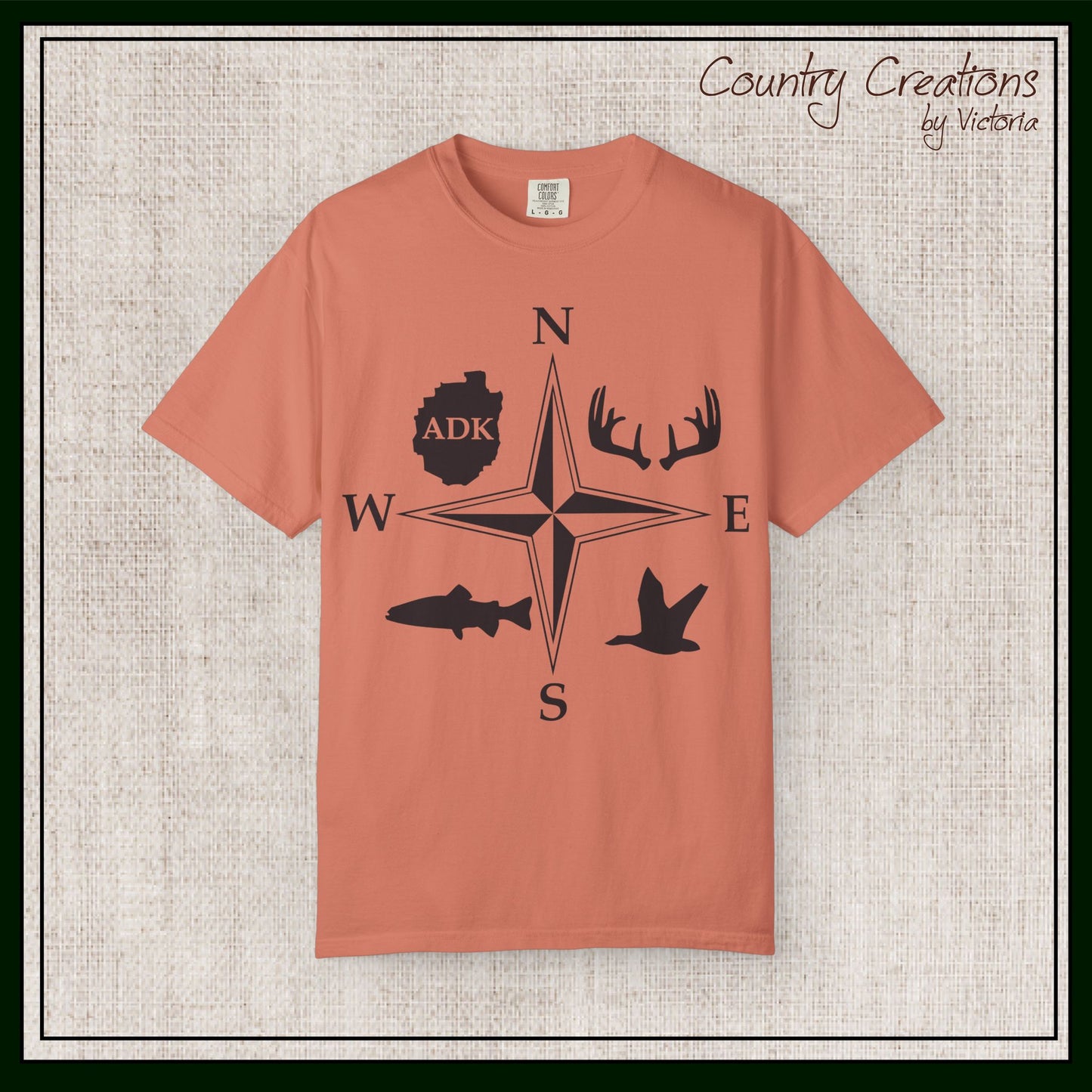 Adirondack Adventurers Compass Comfort Colors Short Sleeve Unisex T-Shirt - ADK Hunters Compass (P6027)