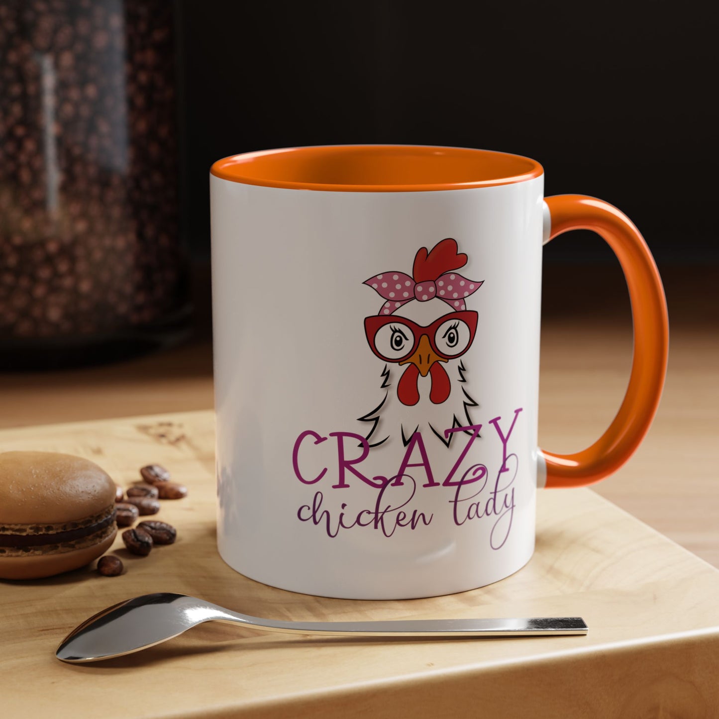 Crazy Chicken Lady Accent Coffee Mug | Funny Gift for Chicken Lovers, Farmhouse Décor | 11oz & 15oz (P-6077)
