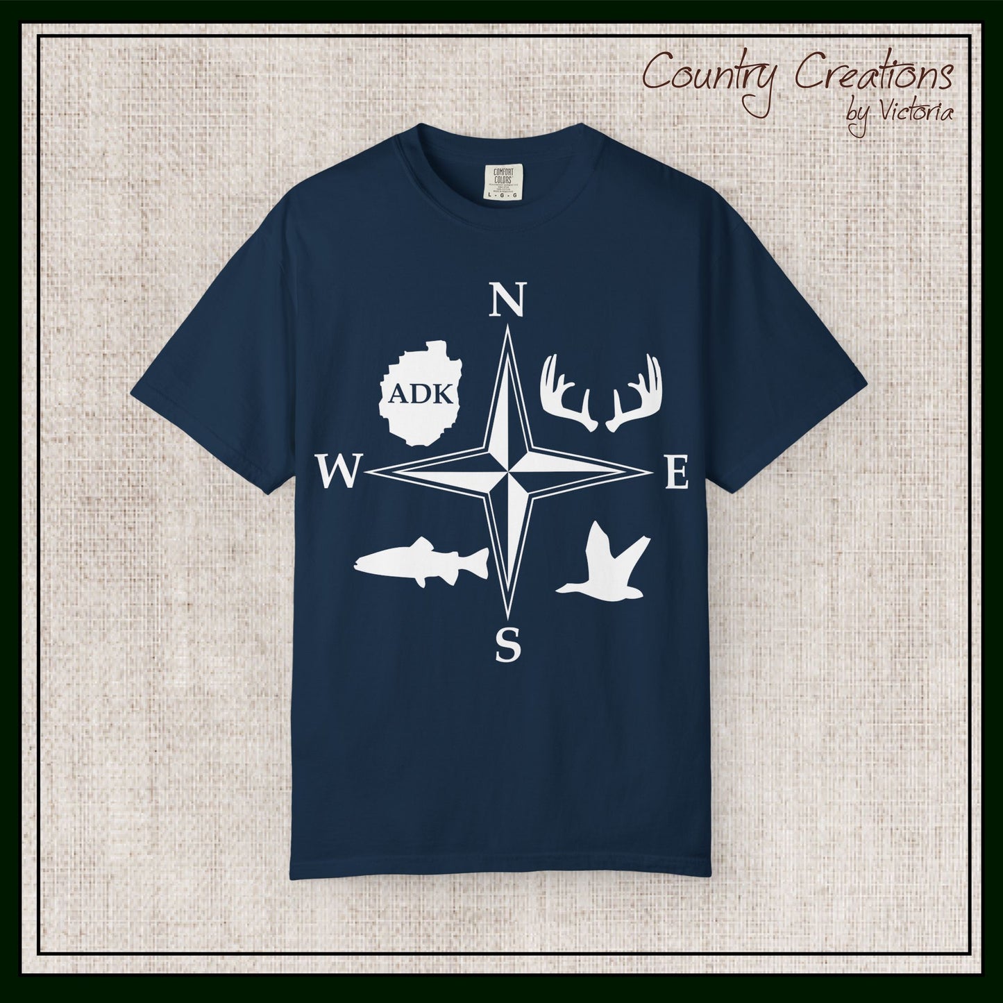 Adirondack Adventurers Compass Comfort Colors Short Sleeve Unisex T-Shirt - ADK Hunters Compass (P6027)