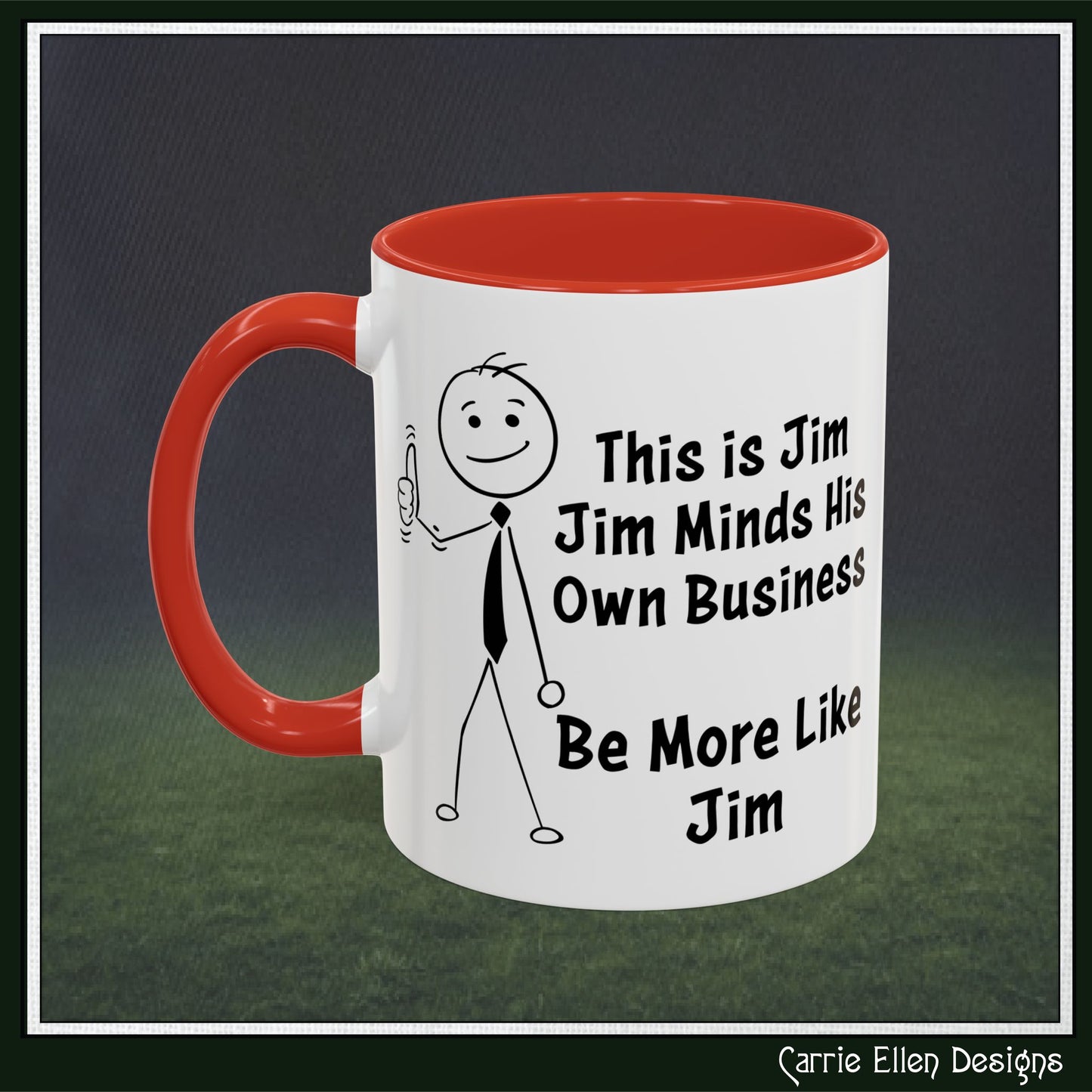 Funny Stick Figure "This is Jim" Accent Color Ceramic Mug | Snarky Humor Coffee Mug, Perfect for Home or Office Decor (P-6050)