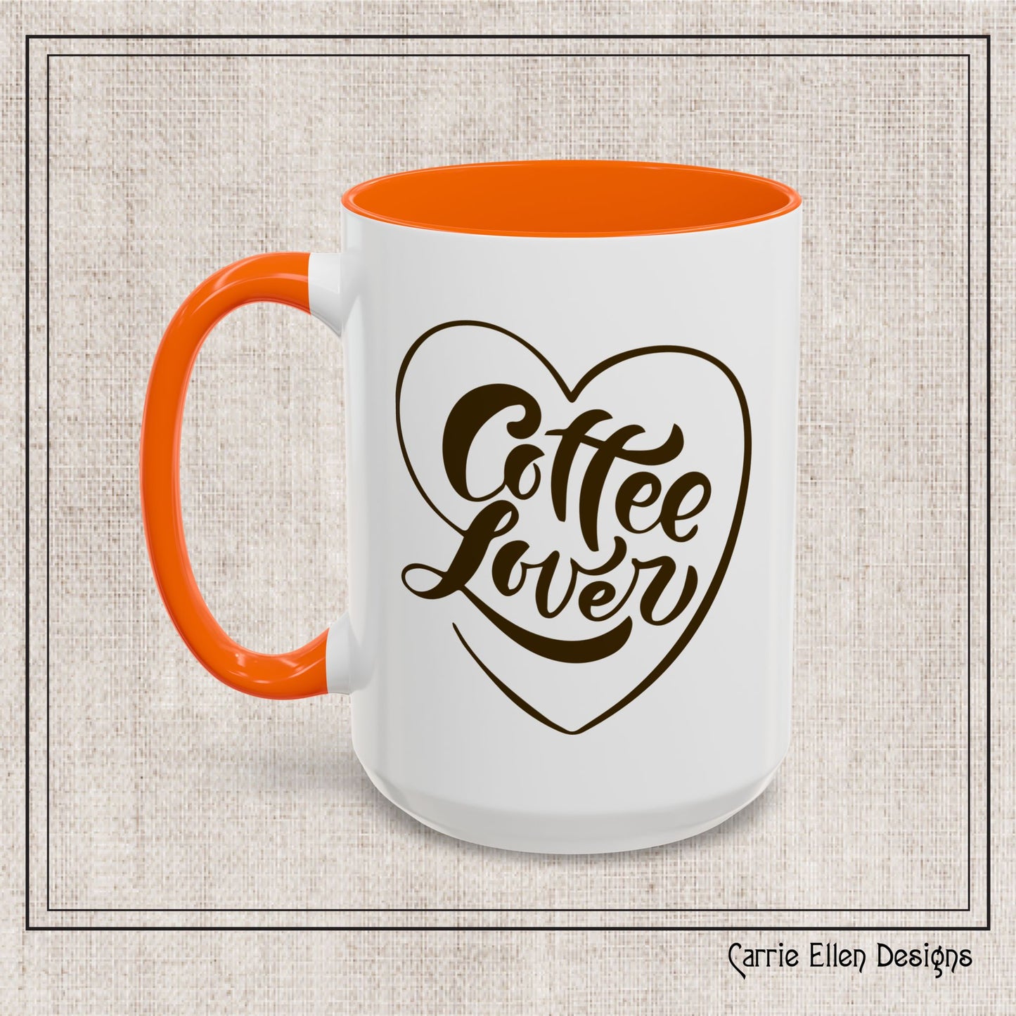 Coffee Lover Color Accent Ceramic Mug – Cute Printed Coffee Gift for Coffeeholics, Baristas, and Caffeine Addicts (P-6061)