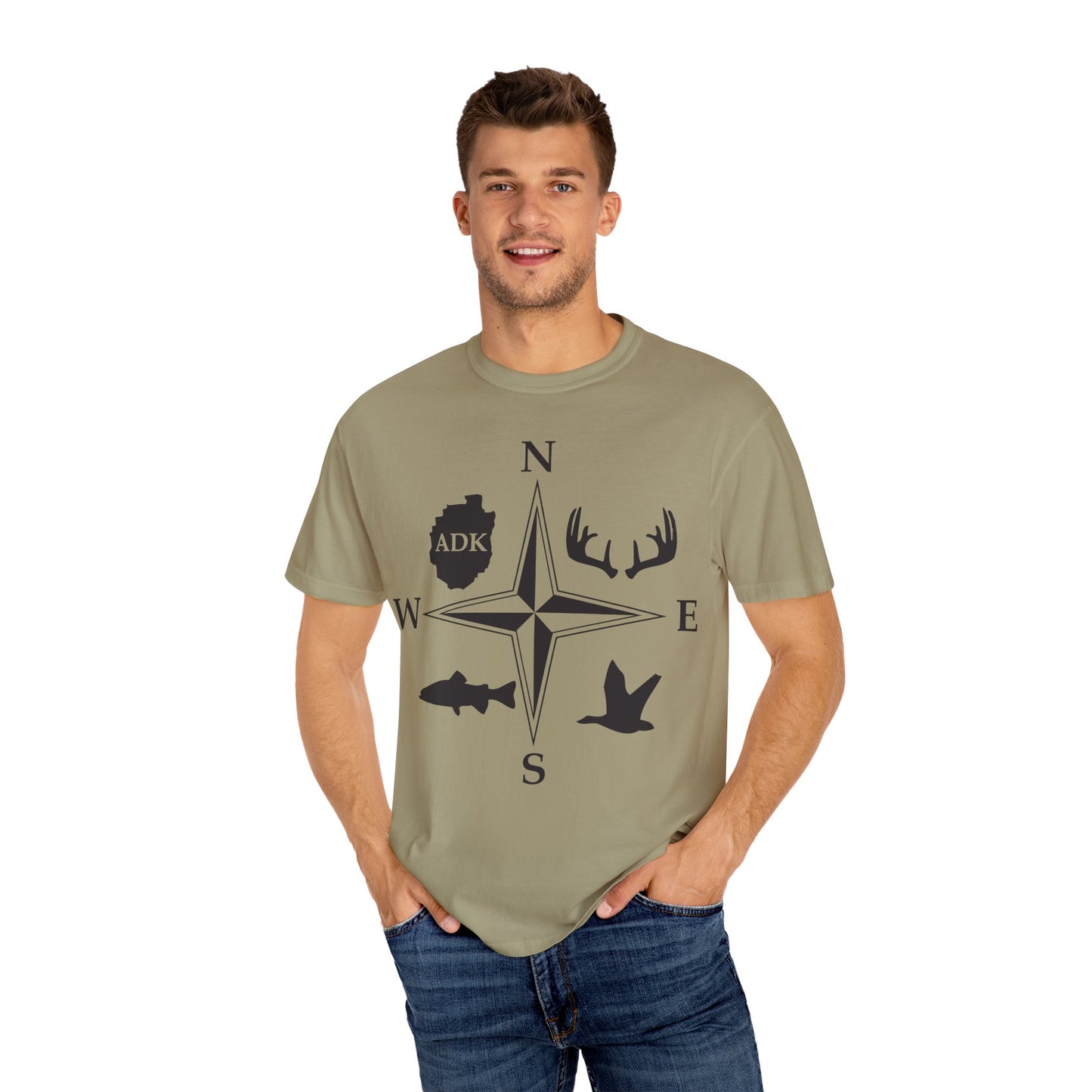 Adirondack Adventurers Compass Comfort Colors Short Sleeve Unisex T-Shirt - ADK Hunters Compass (P6027)