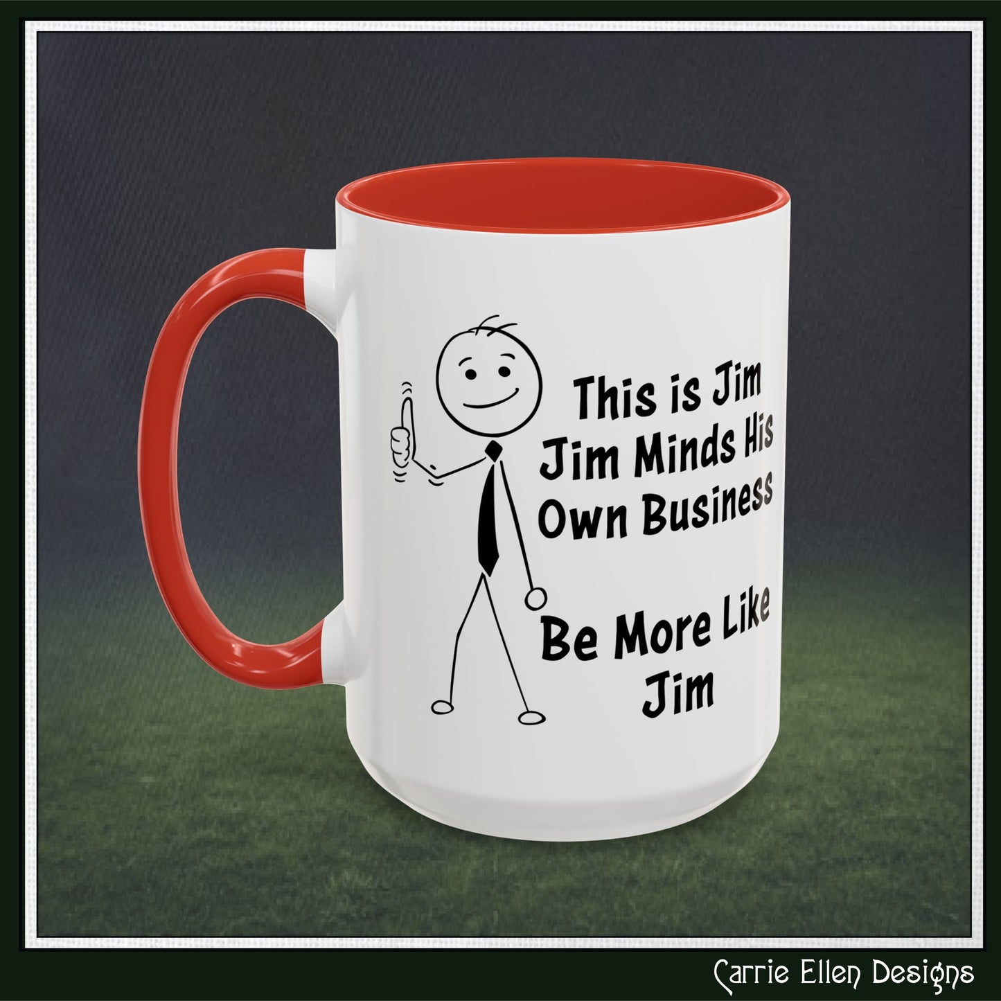 Funny Stick Figure "This is Jim" Accent Color Ceramic Mug | Snarky Humor Coffee Mug, Perfect for Home or Office Decor (P-6050)