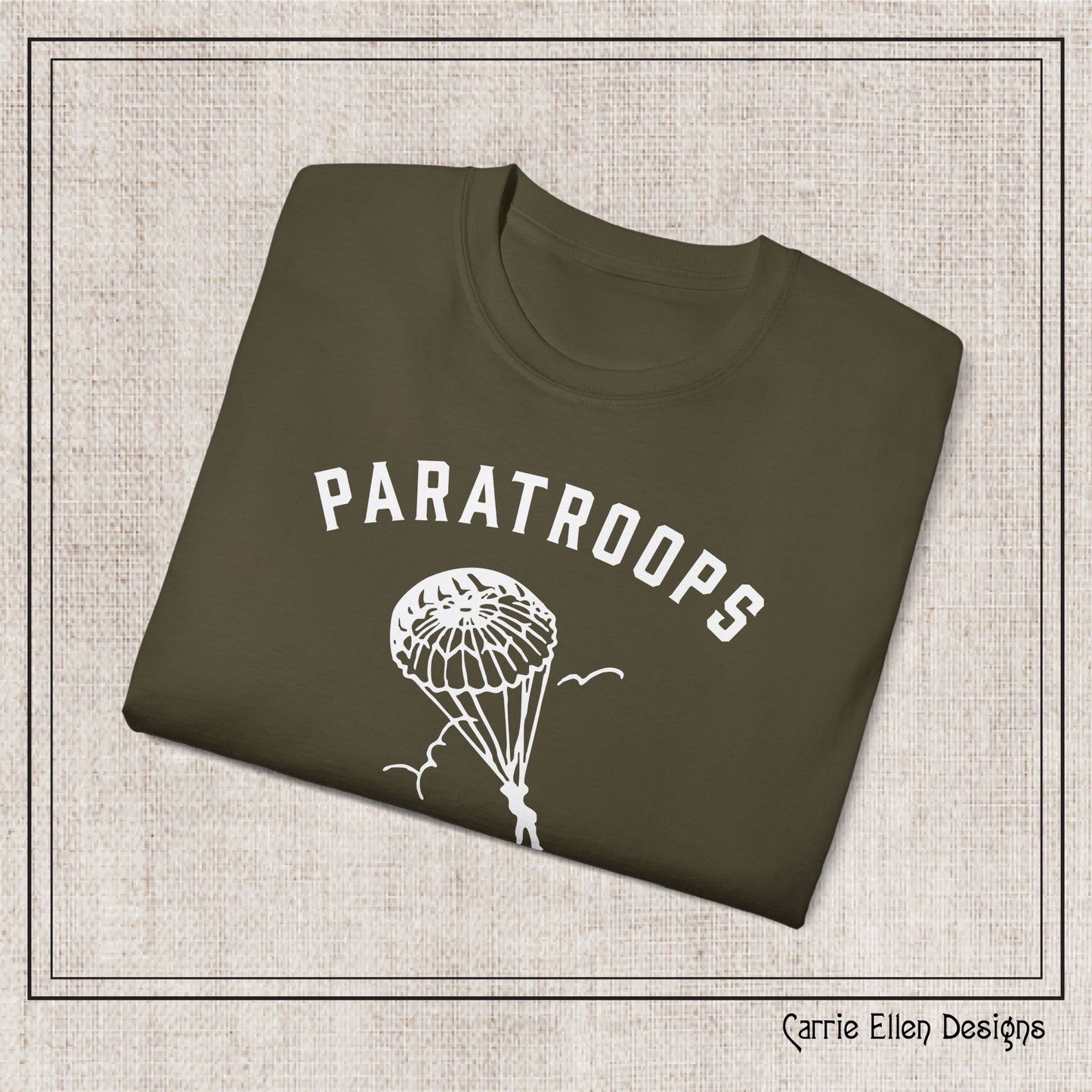 Camp Mackall Paratroops Short Sleeve T-Shirt – Vintage WWII Military Camp Design – Heavyweight 100% Cotton Tee (P-6032)