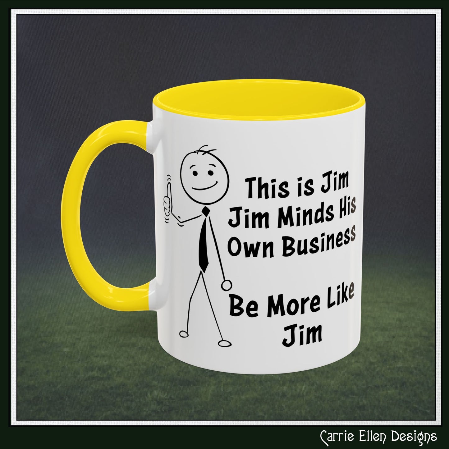 Funny Stick Figure "This is Jim" Accent Color Ceramic Mug | Snarky Humor Coffee Mug, Perfect for Home or Office Decor (P-6050)