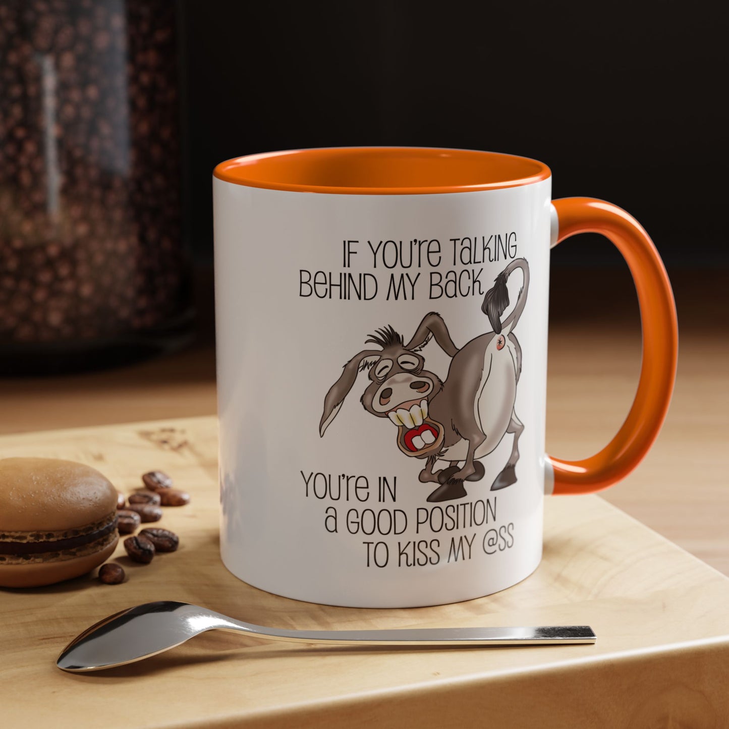 Snarky Donkey Kiss Ass Coffee Mug – Unique Ceramic Mug, 11oz & 15oz (P-6084)