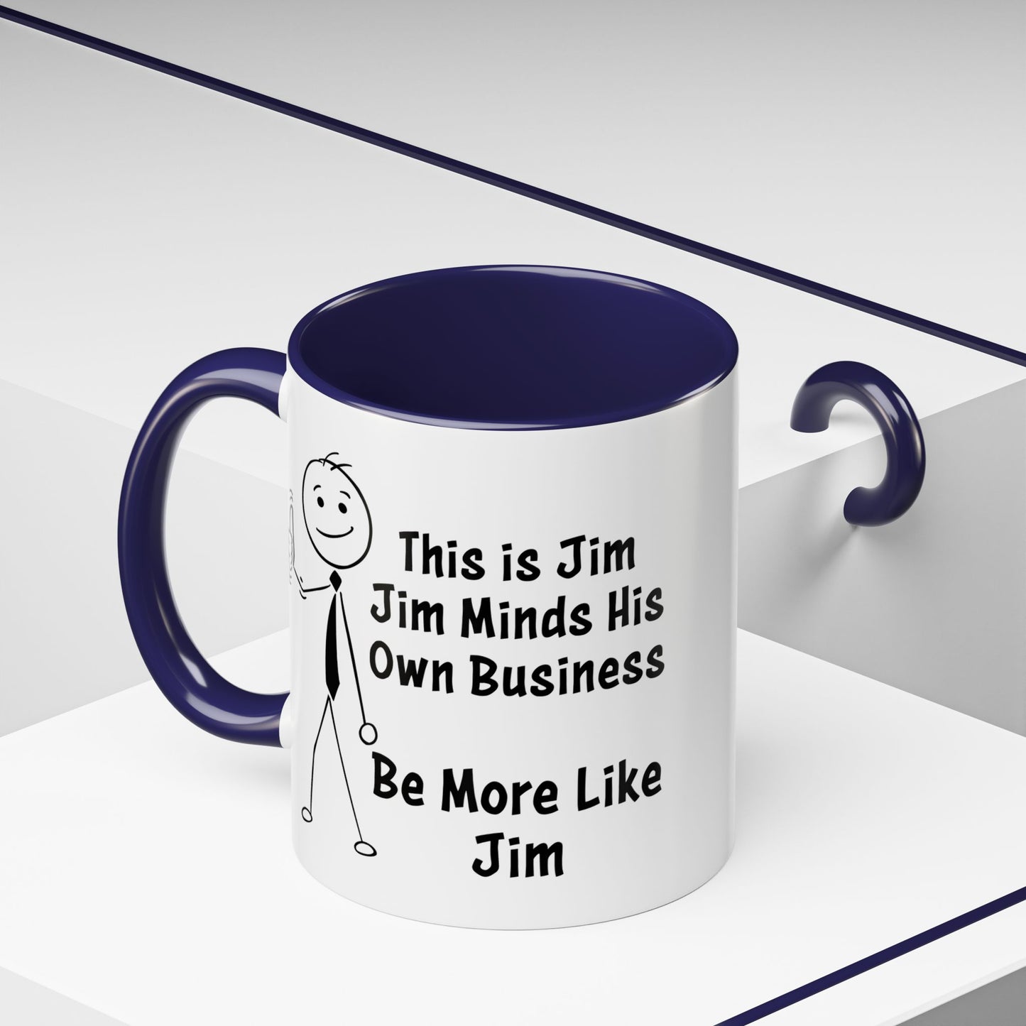 Funny Stick Figure "This is Jim" Accent Color Ceramic Mug | Snarky Humor Coffee Mug, Perfect for Home or Office Decor (P-6050)