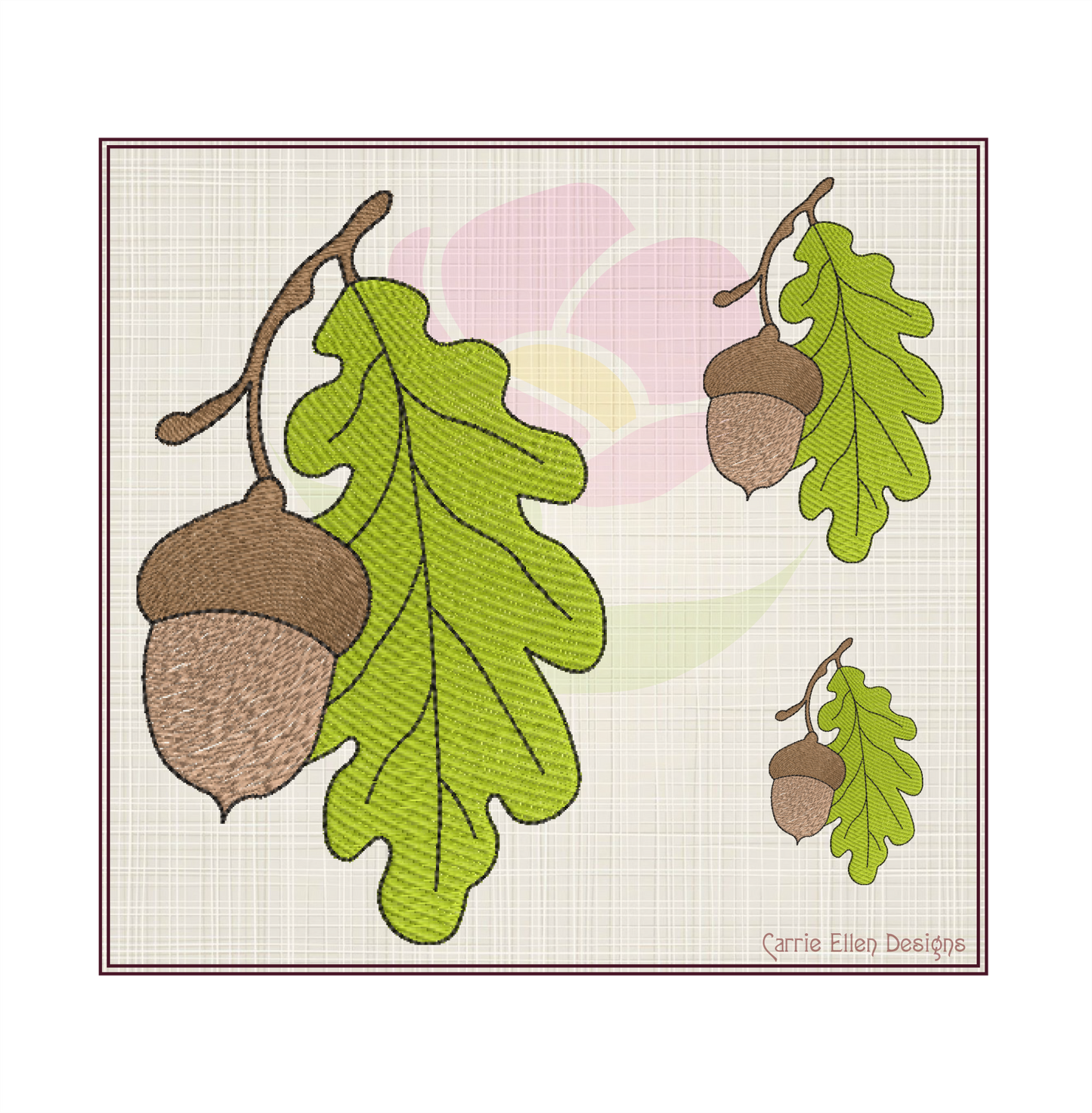 Acorn with Oak Leaf Machine Embroidery Design | Nature Home and Garden Embroidery | Tree and Forest Theme | 8 Sizes (0790)