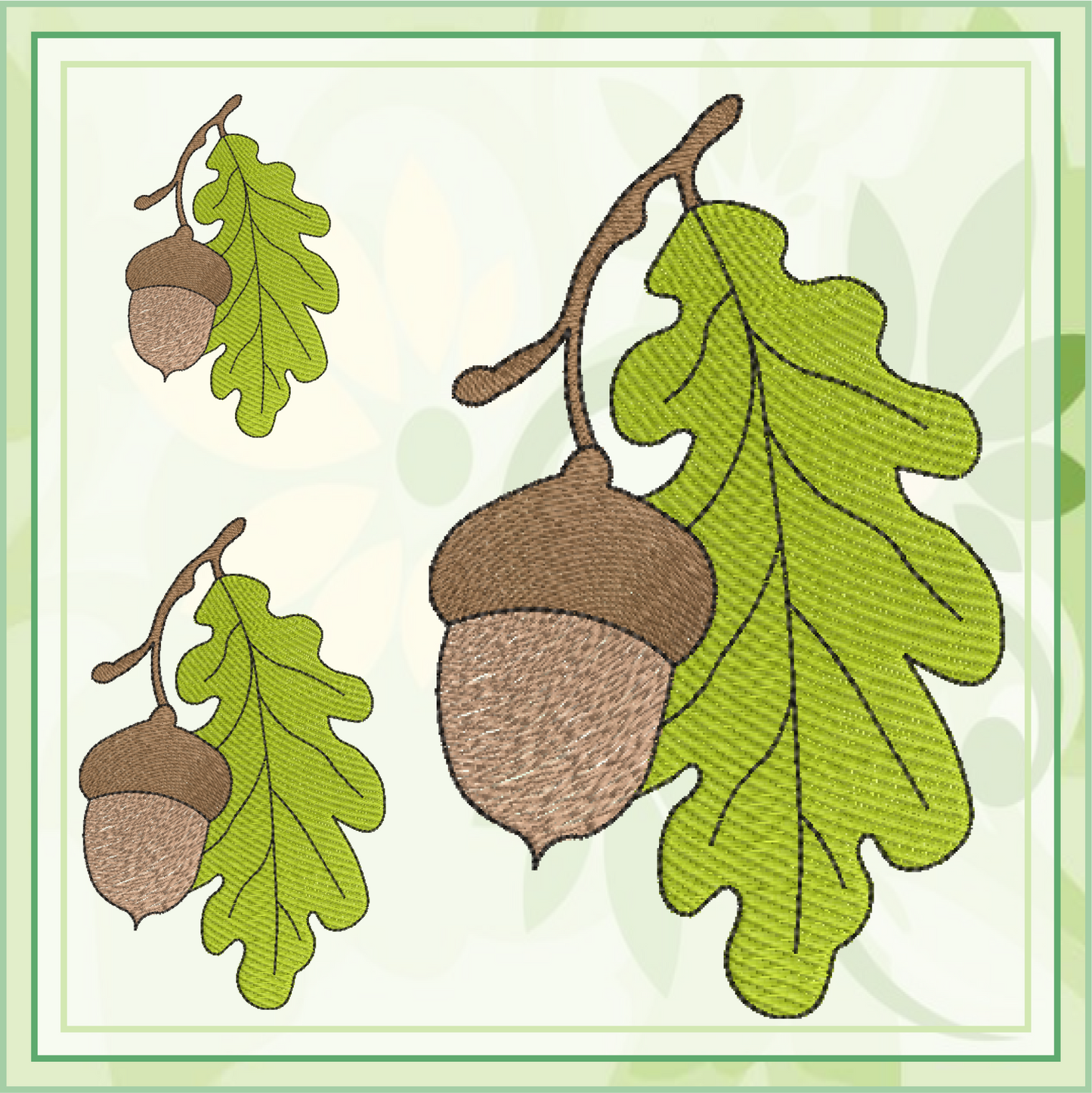 Acorn with Oak Leaf Machine Embroidery Design | Nature Home and Garden Embroidery | Tree and Forest Theme | 8 Sizes (0790)
