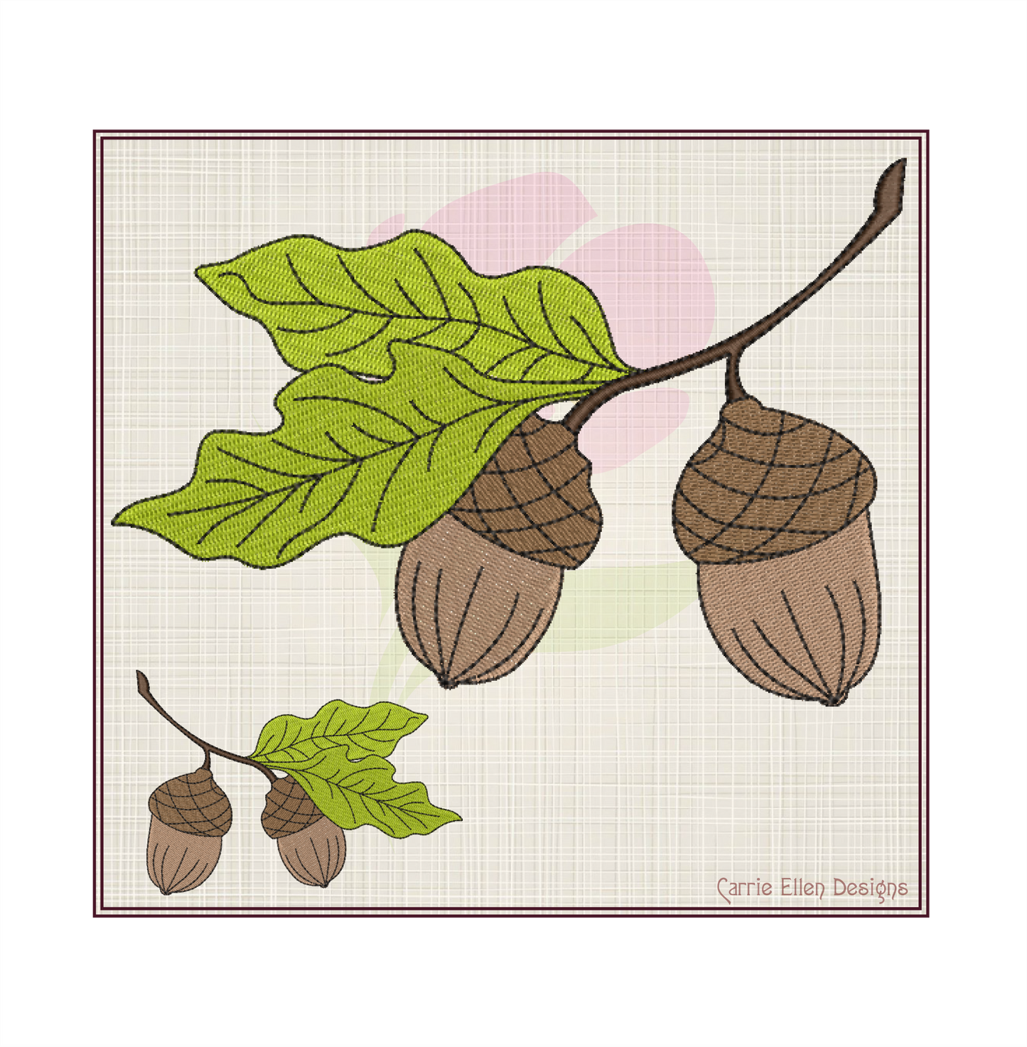 Acorn with Oak Leaf Machine Embroidery Design | Nature Home and Garden Embroidery | Tree and Forest Theme | 8 Sizes (0792)