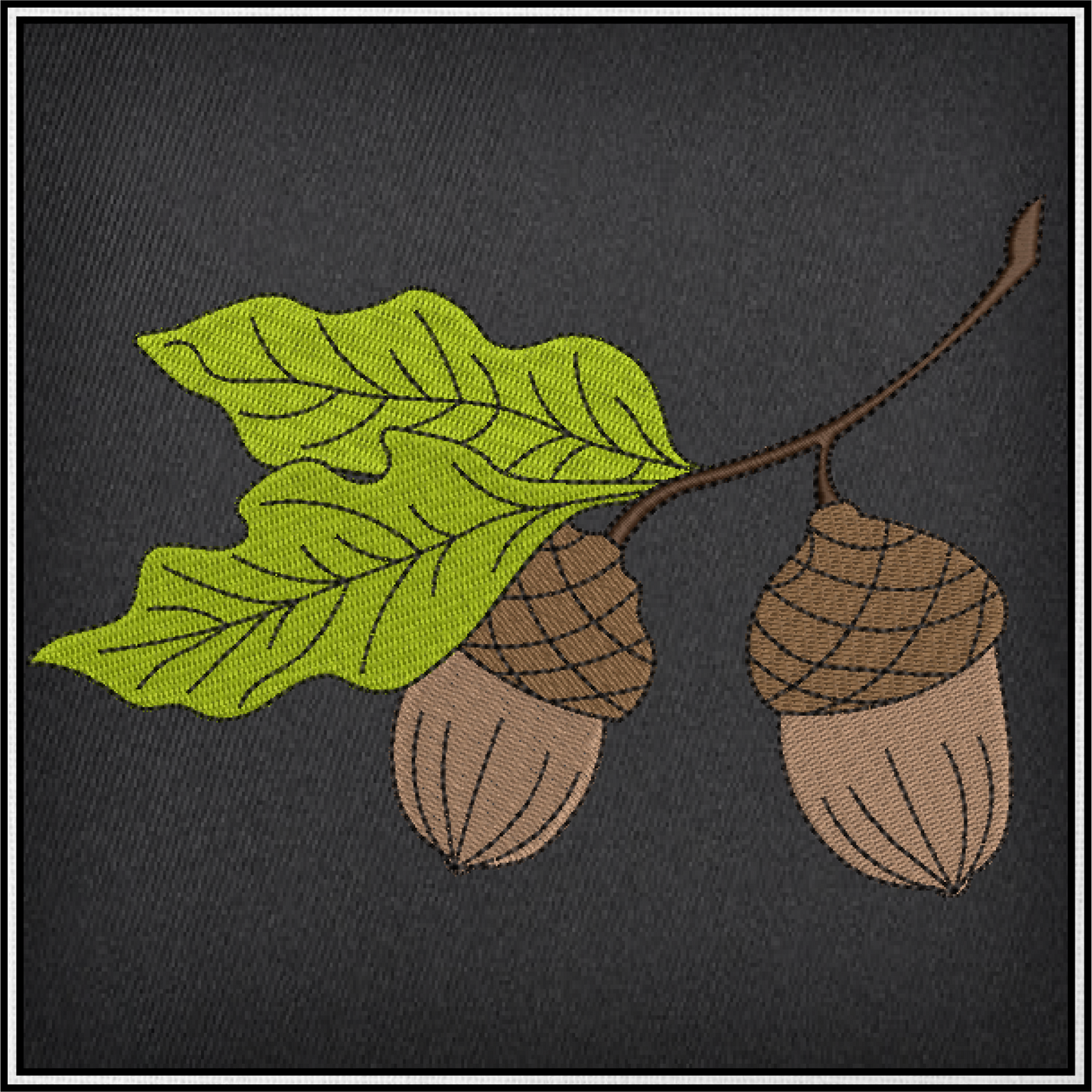 Acorn with Oak Leaf Machine Embroidery Design | Nature Home and Garden Embroidery | Tree and Forest Theme | 8 Sizes (0792)