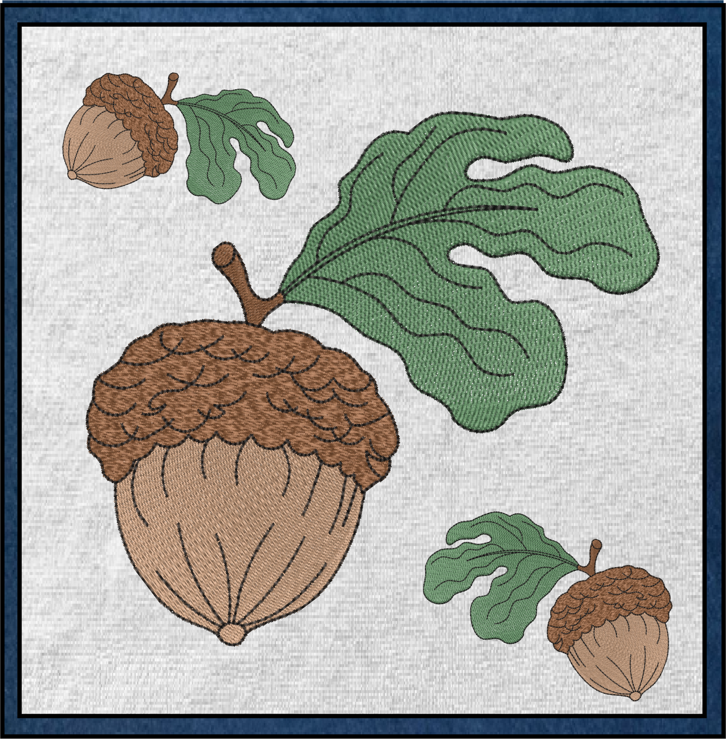 Acorn with Oak Leaf Machine Embroidery Design | Nature Home and Garden Embroidery | Tree and Forest Theme | 8 Sizes (0793)