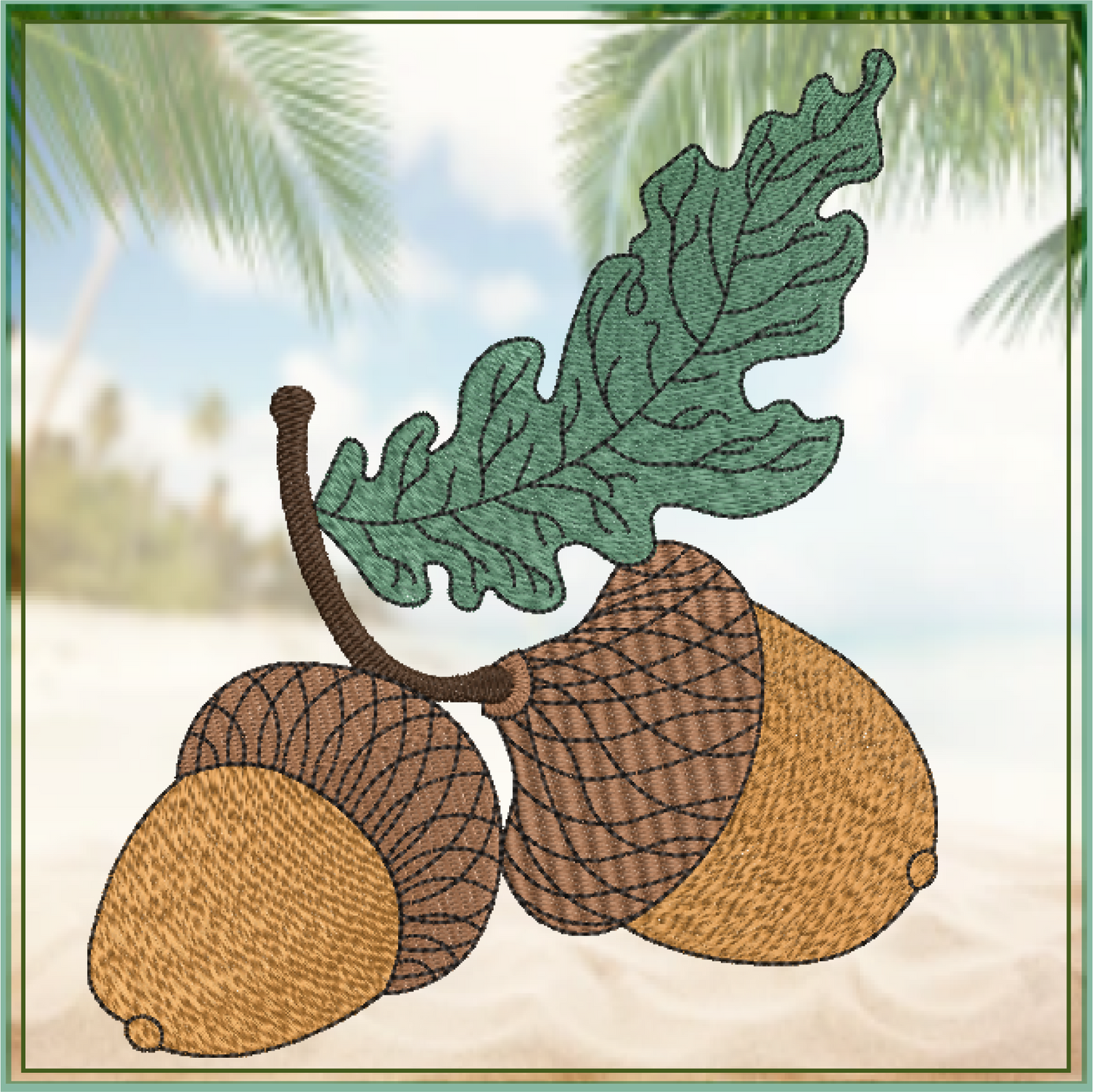 Acorn with Oak Leaf Machine Embroidery Design | Nature Home and Garden Embroidery | Tree and Forest Theme | 8 Sizes (0794)