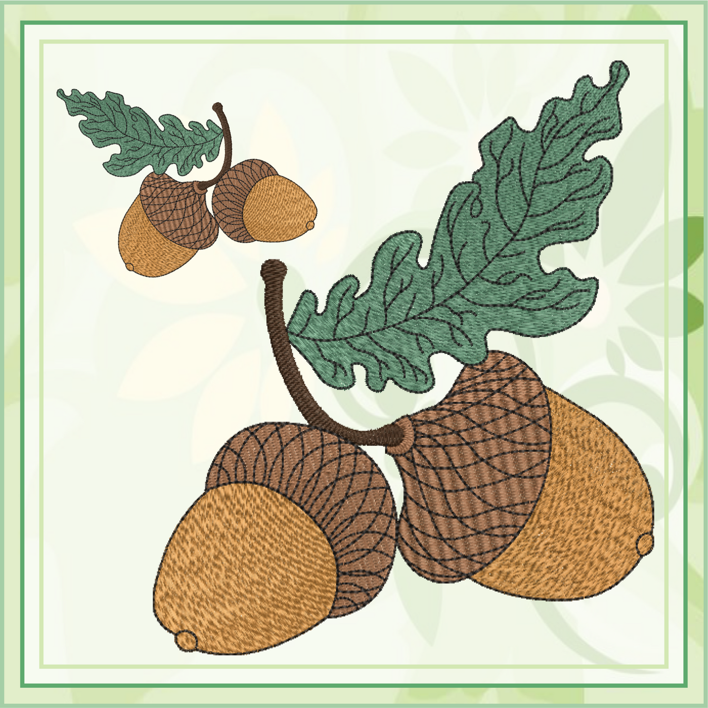 Acorn with Oak Leaf Machine Embroidery Design | Nature Home and Garden Embroidery | Tree and Forest Theme | 8 Sizes (0794)