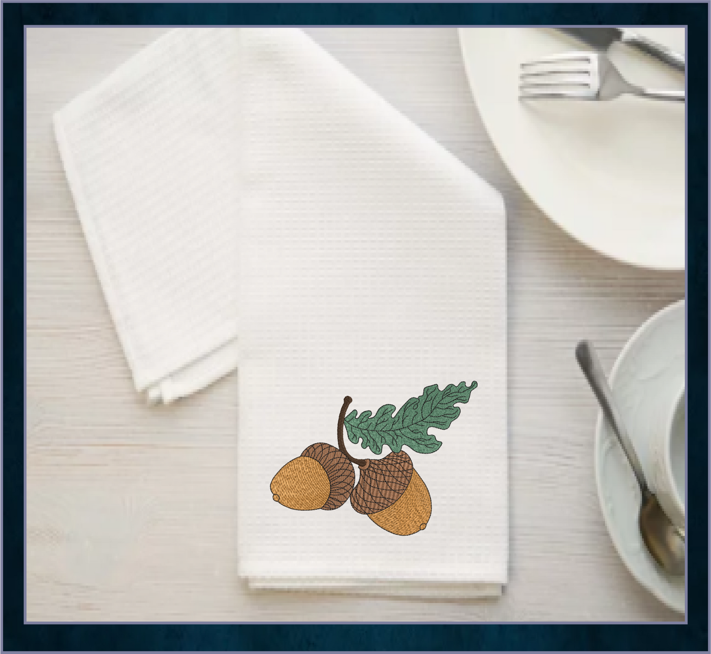 Acorn with Oak Leaf Machine Embroidery Design | Nature Home and Garden Embroidery | Tree and Forest Theme | 8 Sizes (0794)