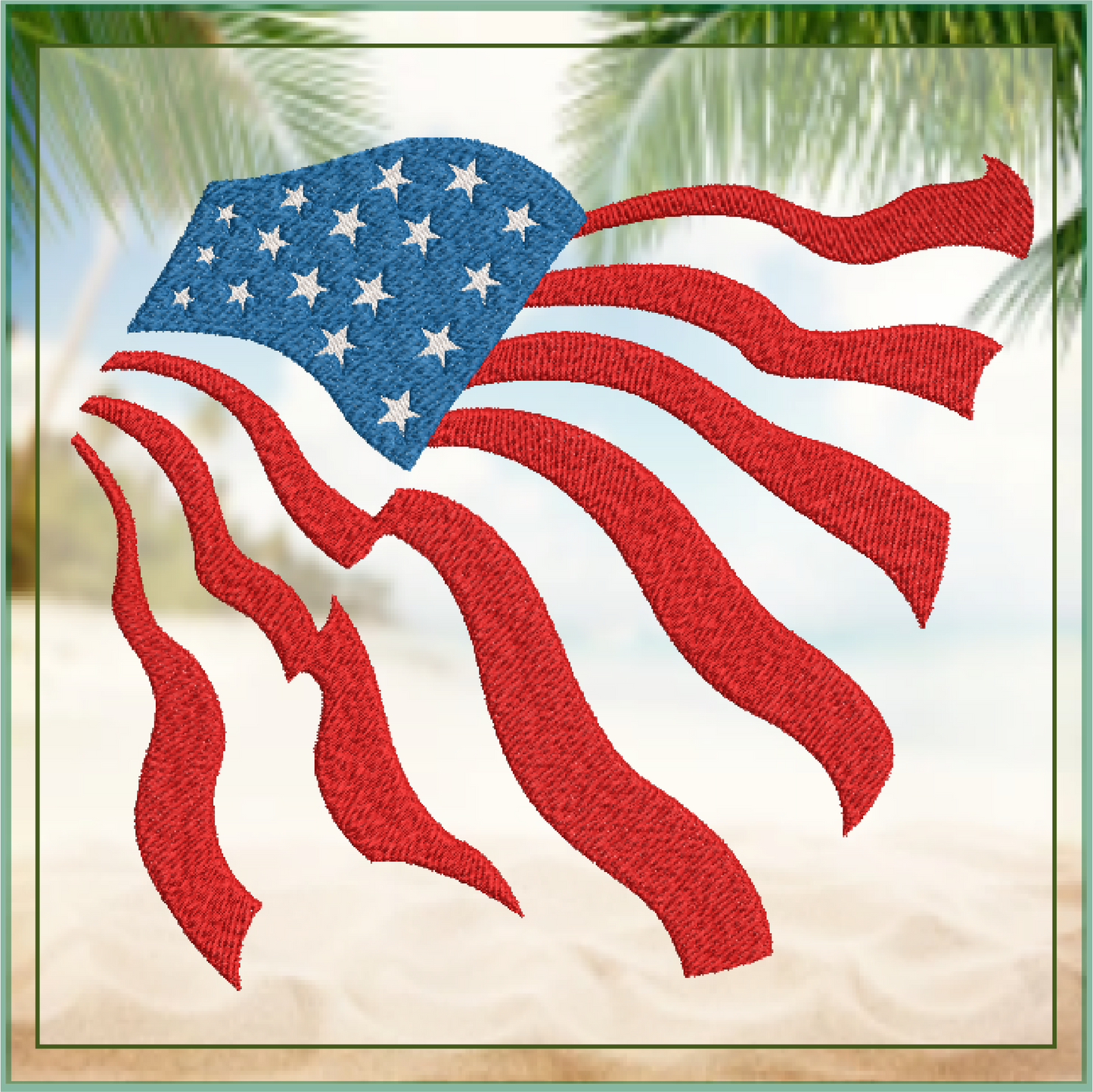 American Flag Machine Embroidery Design | Abstract USA Flag | 4th of July, Memorial Day Patriotic Embroidery | 6 Sizes (0712)