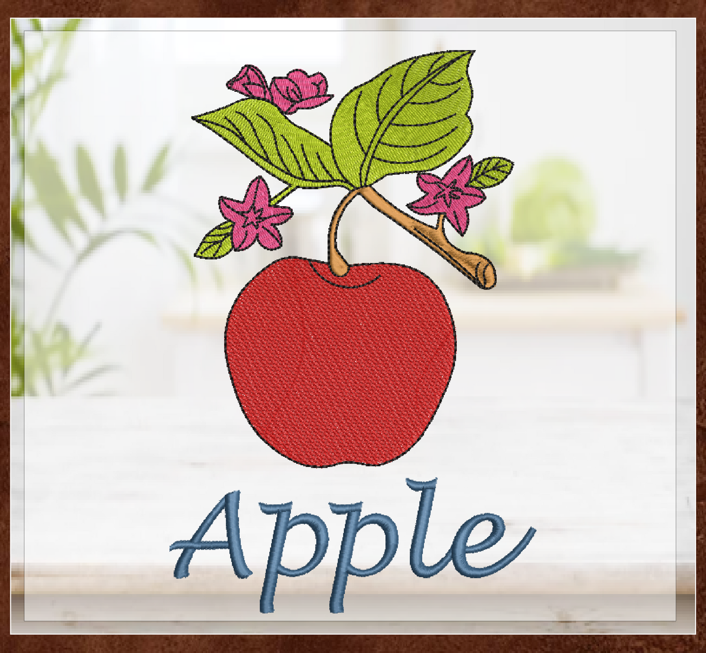 Apple Machine Embroidery Design | Summer Fruit Design | Artistic Fruit and Vegetables Embroidery | 8 Sizes (0938)