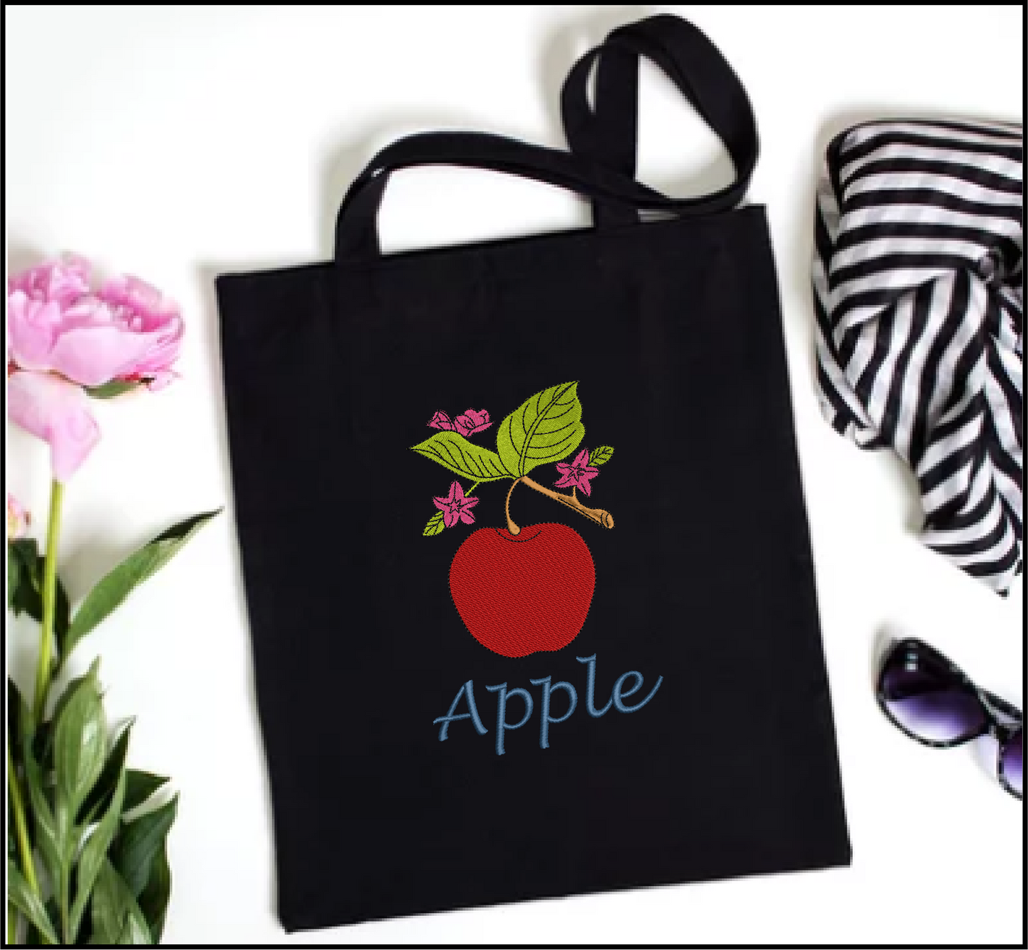 Apple Machine Embroidery Design | Summer Fruit Design | Artistic Fruit and Vegetables Embroidery | 8 Sizes (0938)