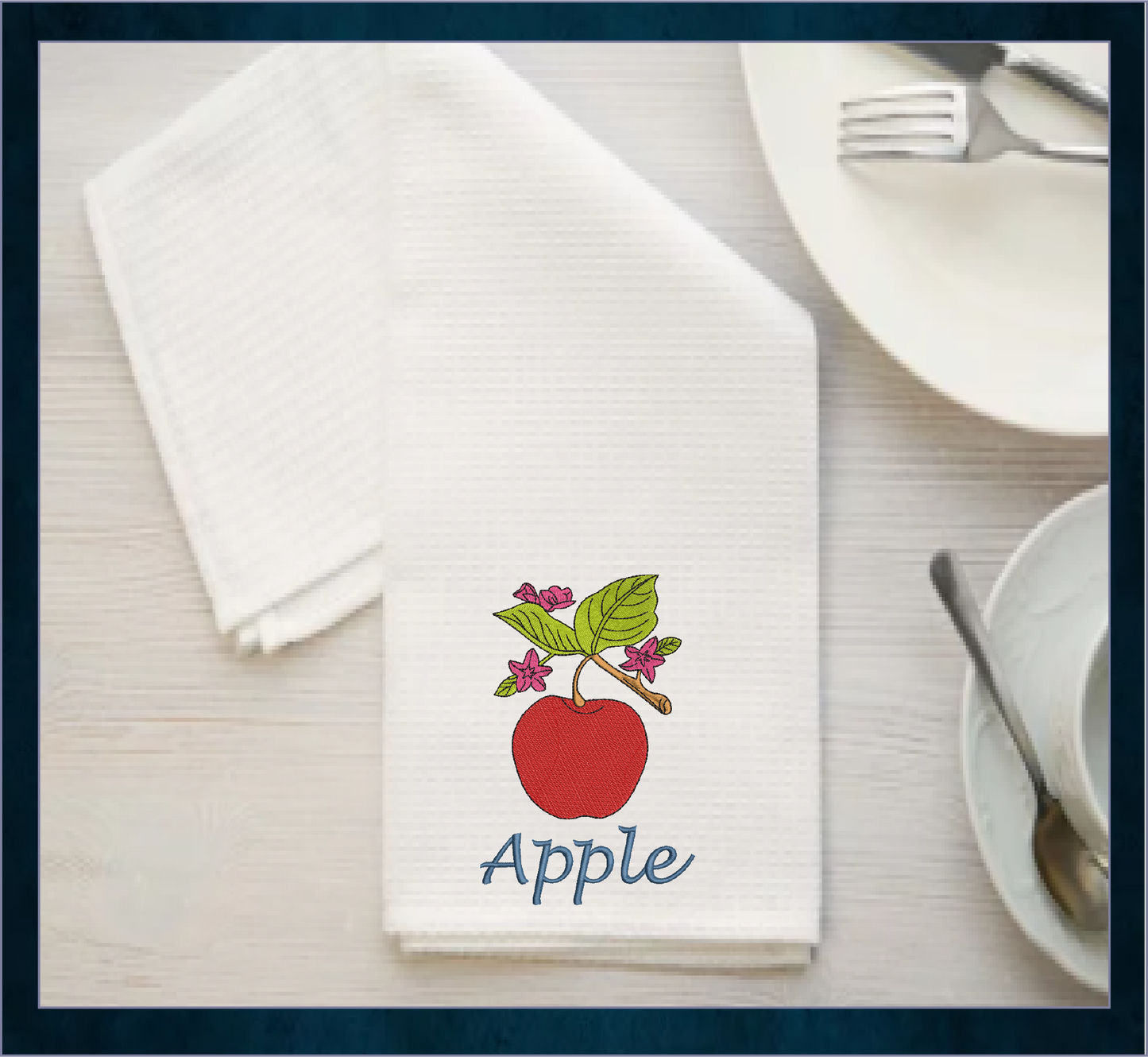 Apple Machine Embroidery Design | Summer Fruit Design | Artistic Fruit and Vegetables Embroidery | 8 Sizes (0938)