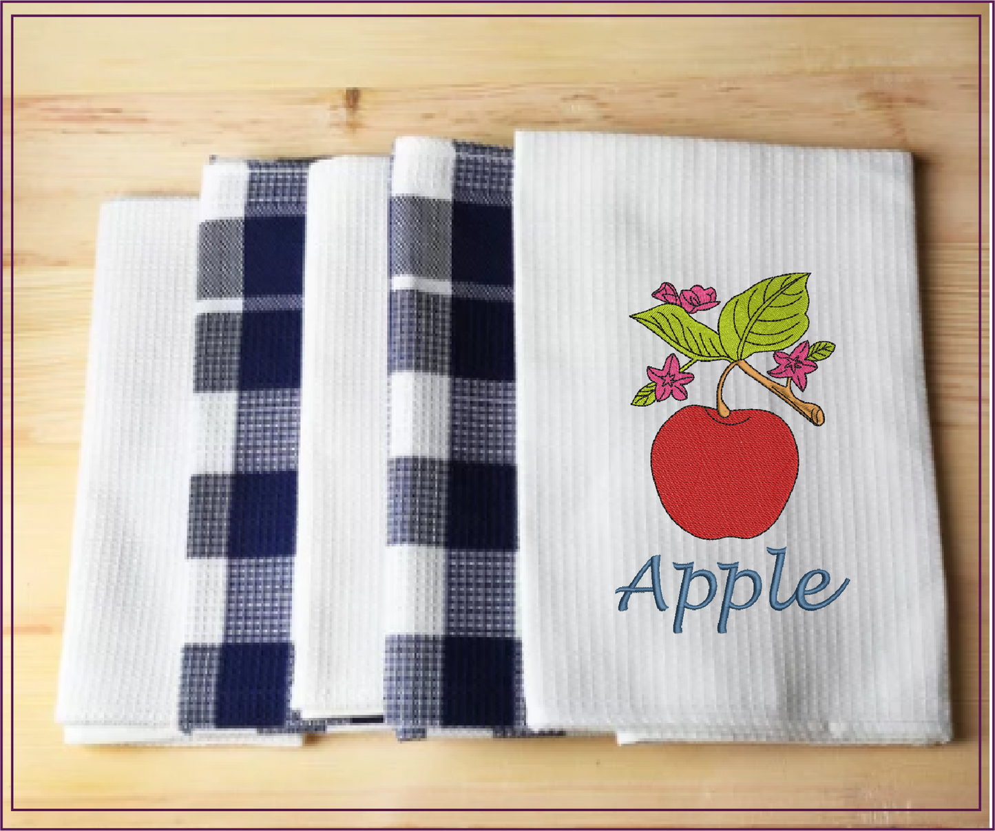 Apple Machine Embroidery Design | Summer Fruit Design | Artistic Fruit and Vegetables Embroidery | 8 Sizes (0938)