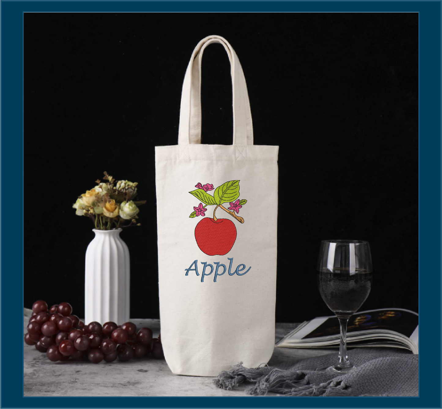 Apple Machine Embroidery Design | Summer Fruit Design | Artistic Fruit and Vegetables Embroidery | 8 Sizes (0938)