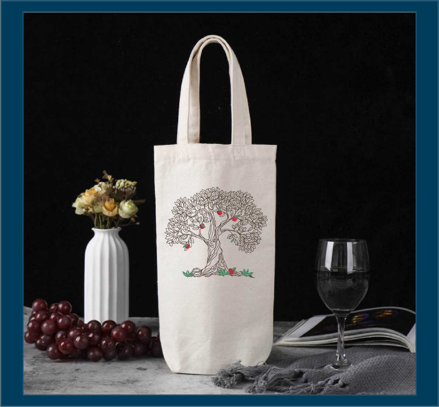 Apple Tree Machine Embroidery Design | Fruit Tree Embroidery Sketch | Home & Garden Leaves Outline | 8 Sizes (0852)