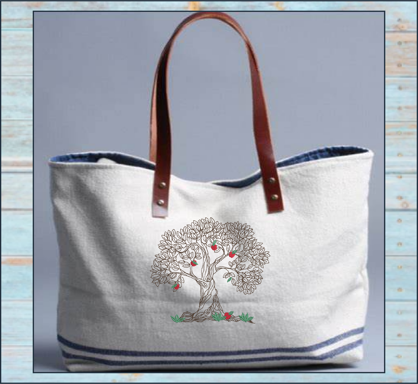 Apple Tree Machine Embroidery Design | Fruit Tree Embroidery Sketch | Home & Garden Leaves Outline | 8 Sizes (0852)