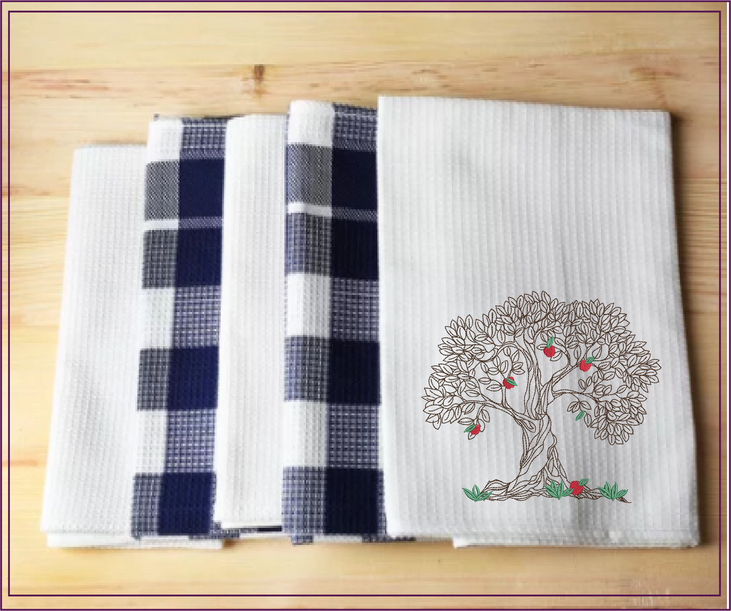 Apple Tree Machine Embroidery Design | Fruit Tree Embroidery Sketch | Home & Garden Leaves Outline | 8 Sizes (0852)