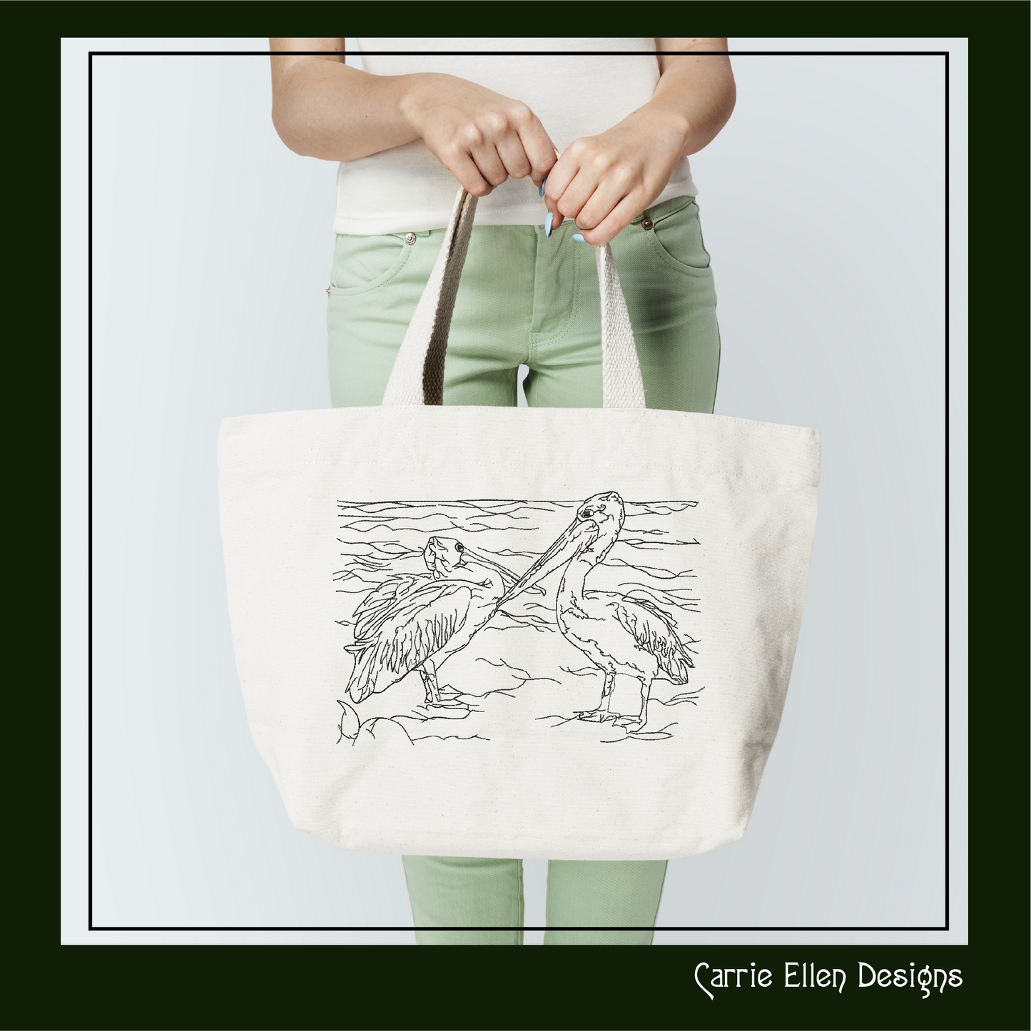 Pelican Sketch Machine Embroidery Design – Australian Pelican Line Art – Wading Water Bird Embroidery – 6 Sizes (1709)