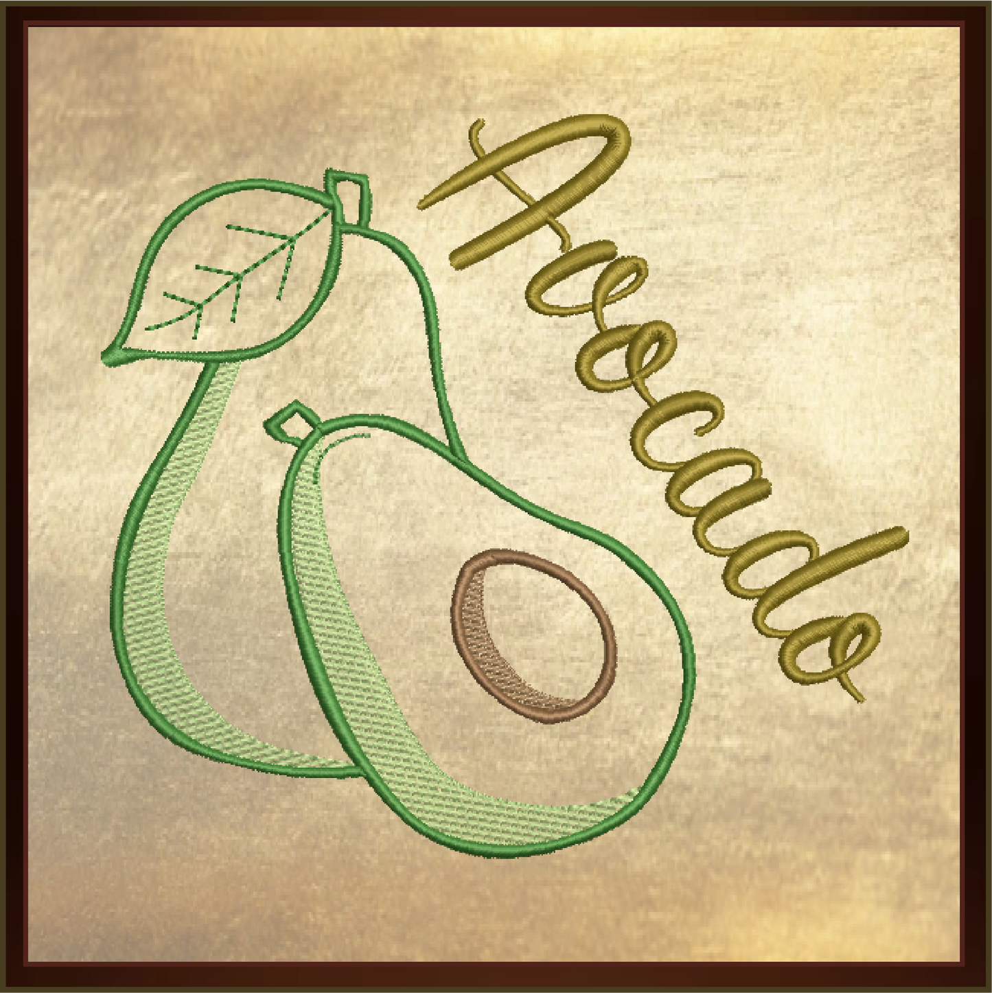 Avocado Machine Embroidery Design – Healthy Fruit Embroidery Pattern, Avocado Silhouette, Fruits and Vegetables Stitch Design, 4 Sizes (0446)