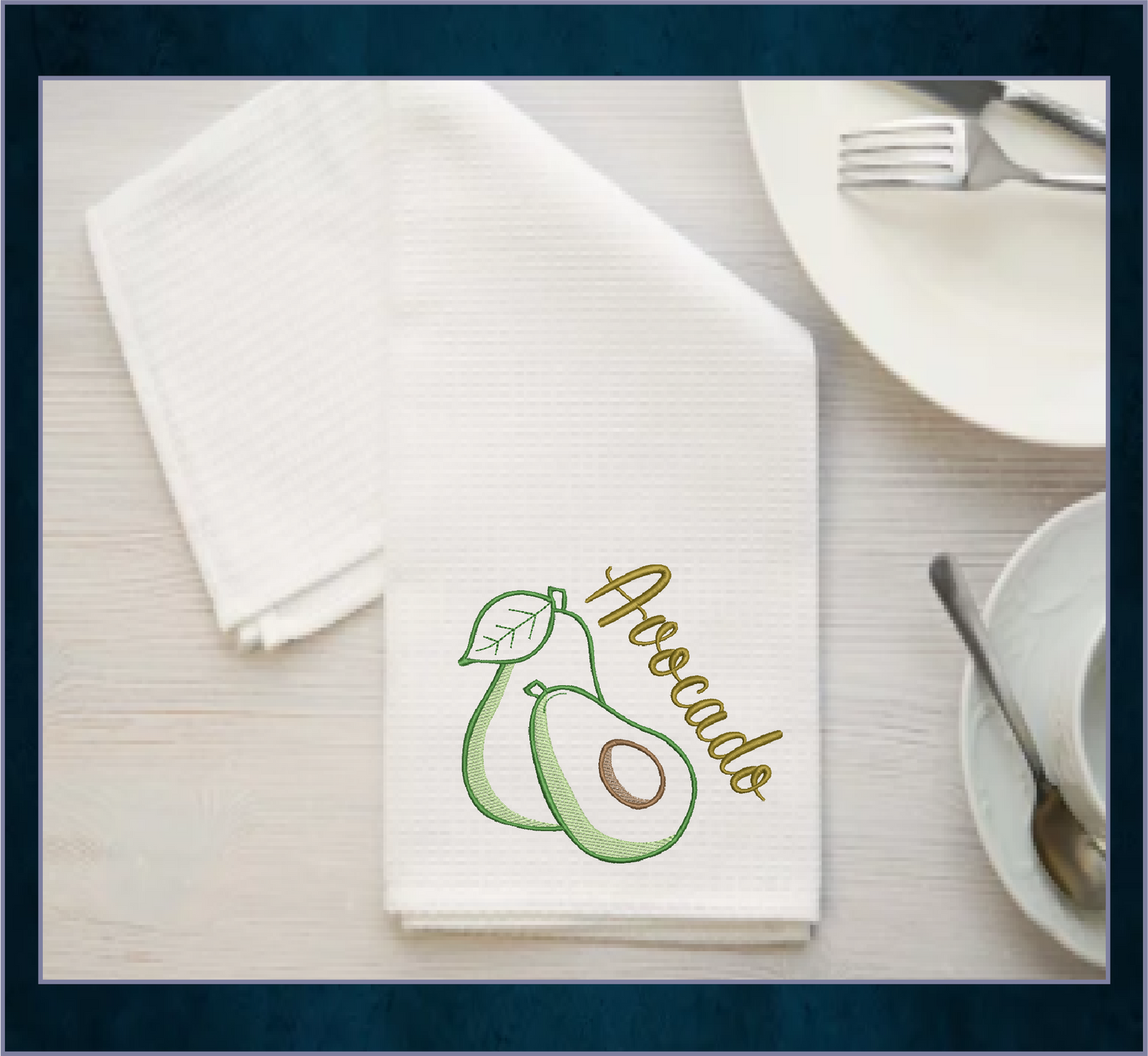Avocado Machine Embroidery Design – Healthy Fruit Embroidery Pattern, Avocado Silhouette, Fruits and Vegetables Stitch Design, 4 Sizes (0446)