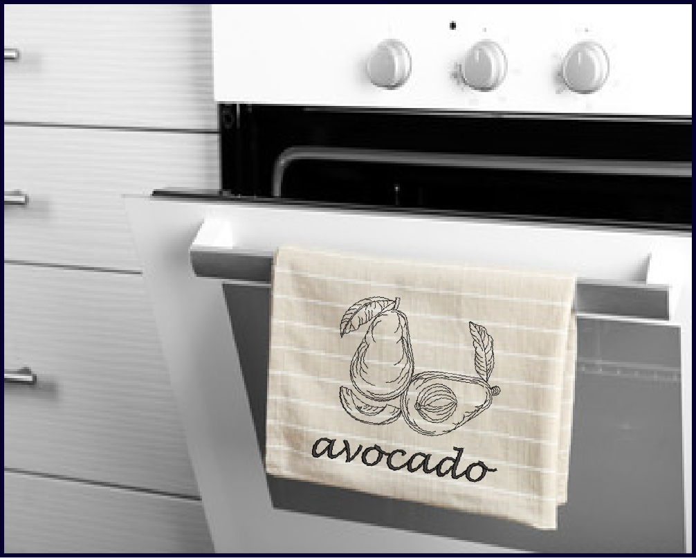 Avocado Machine Embroidery Design | Healthy Fruit Sketch | Avocado Silhouette Embroidery | Fruits and Vegetables Design | 8 Sizes (0939)