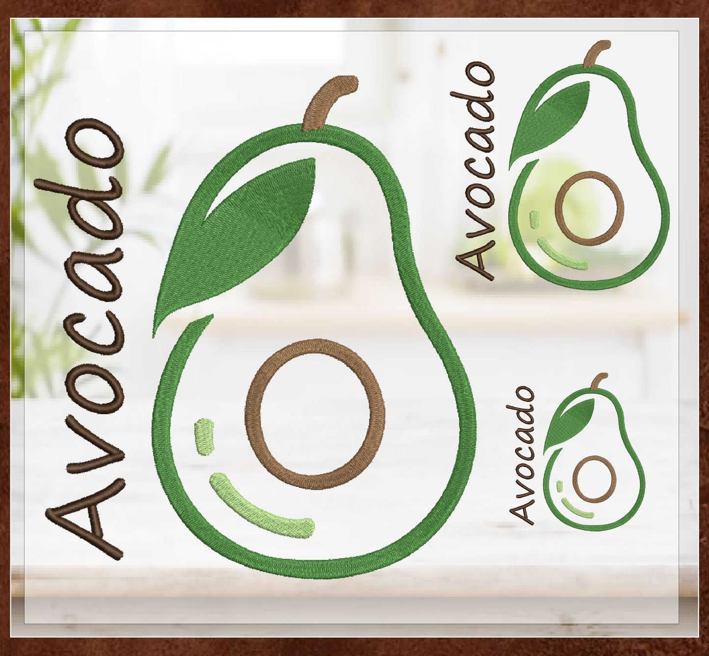 Avocado Machine Embroidery Design | Healthy Fruit Embroidery | Avocado Silhouette | Fruits and Vegetables | 8 Sizes (0963)