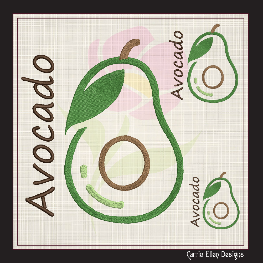Avocado Machine Embroidery Design | Healthy Fruit Embroidery | Avocado Silhouette | Fruits and Vegetables | 8 Sizes (0963)
