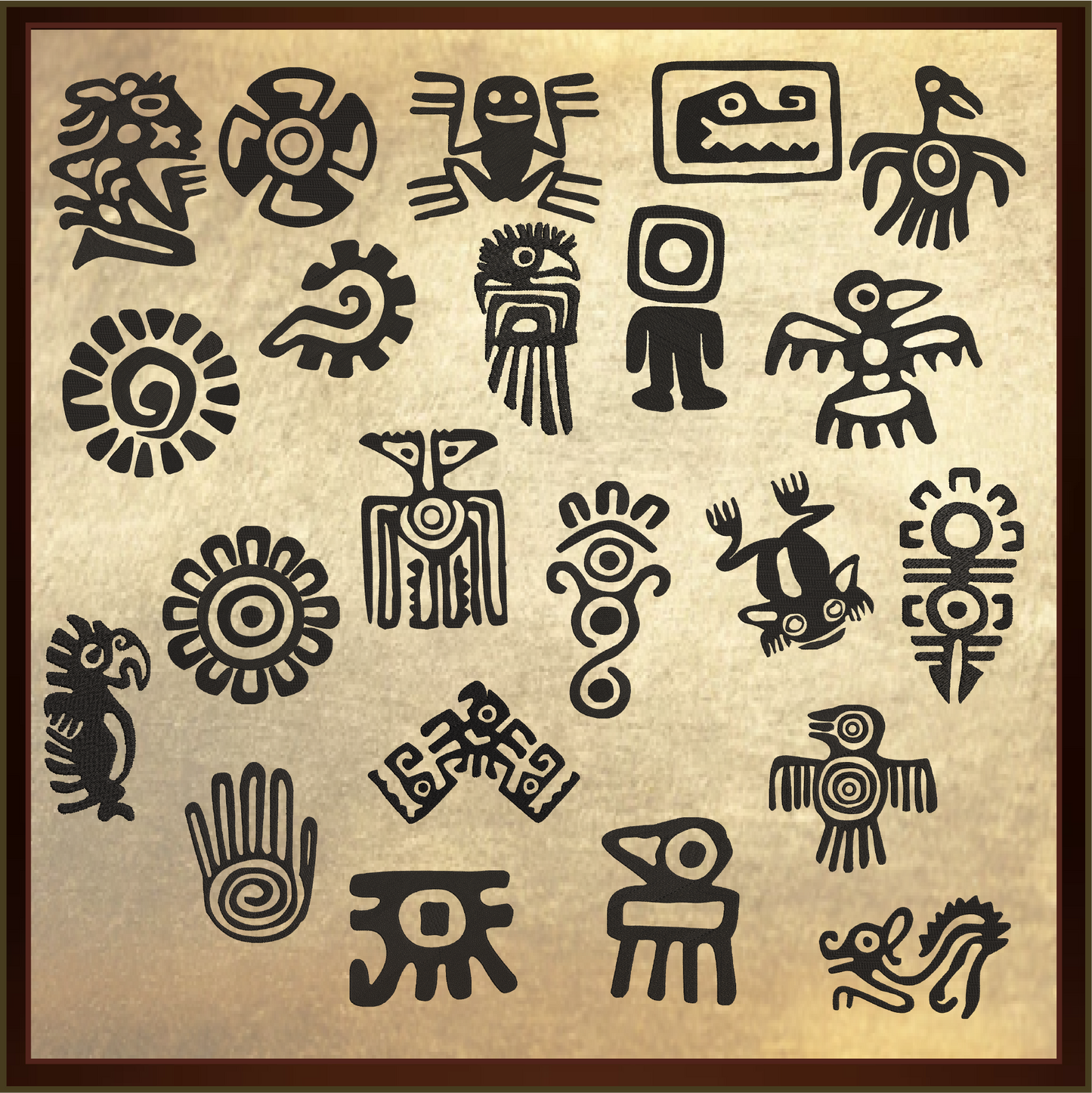 22 Aztec Style Icons Machine Embroidery Design Bundle. 22 Individual Icons, Aztec Sun, Eagle, Serpent Machine Embroidery Designs (0430)