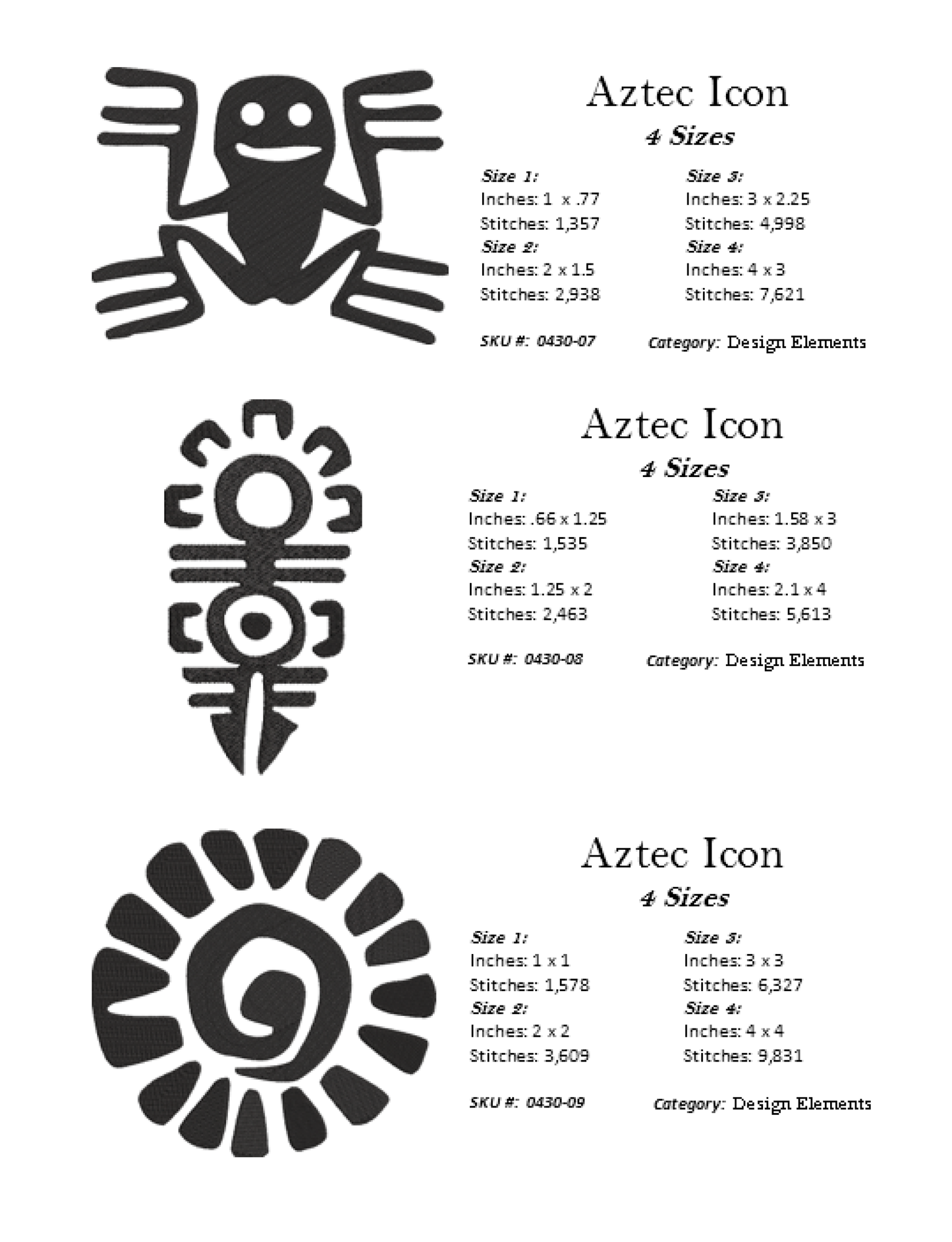 22 Aztec Style Icons Machine Embroidery Design Bundle. 22 Individual Icons, Aztec Sun, Eagle, Serpent Machine Embroidery Designs (0430)