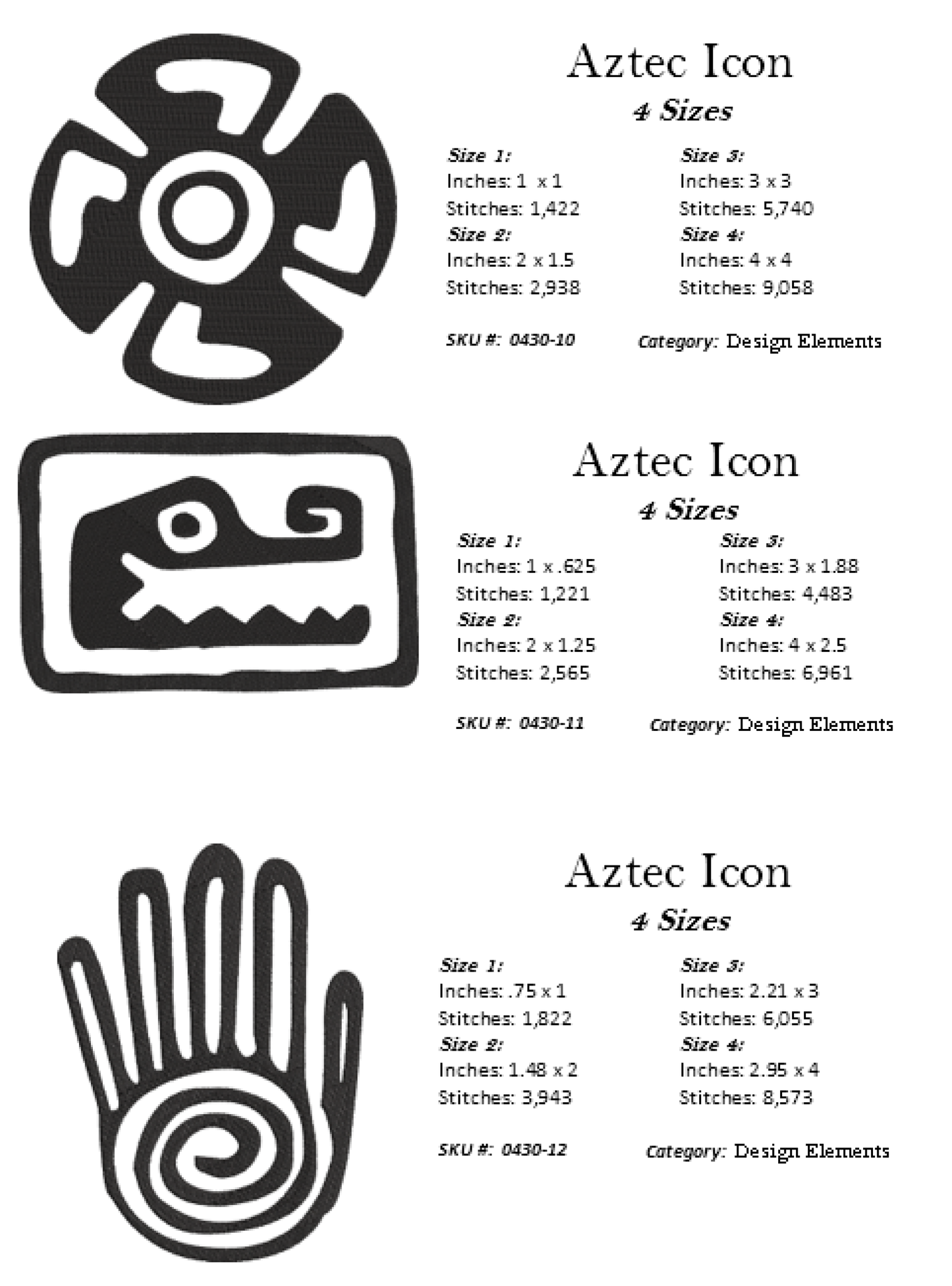 22 Aztec Style Icons Machine Embroidery Design Bundle. 22 Individual Icons, Aztec Sun, Eagle, Serpent Machine Embroidery Designs (0430)
