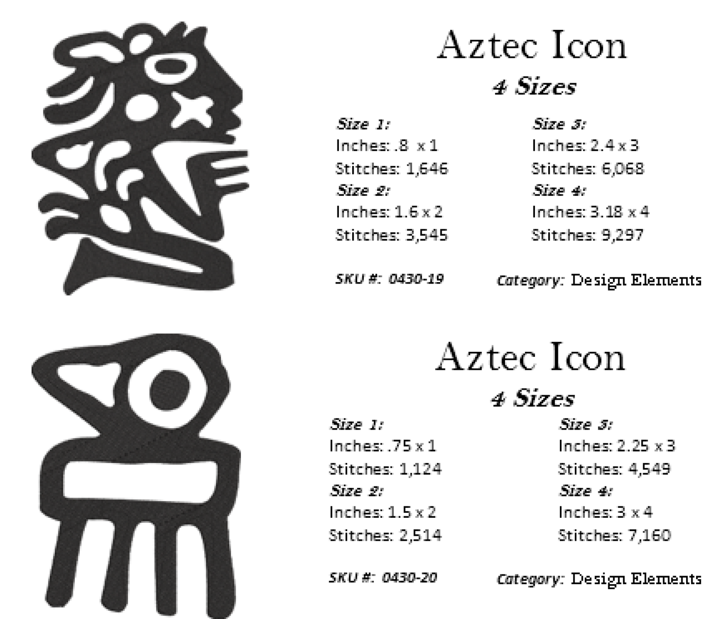 22 Aztec Style Icons Machine Embroidery Design Bundle. 22 Individual Icons, Aztec Sun, Eagle, Serpent Machine Embroidery Designs (0430)