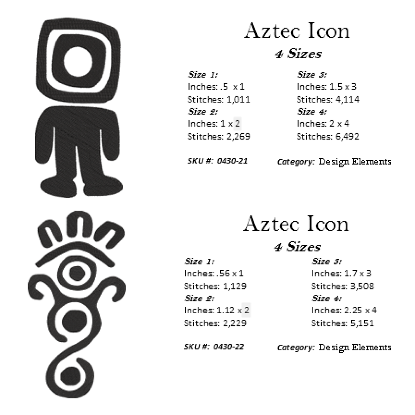 22 Aztec Style Icons Machine Embroidery Design Bundle. 22 Individual Icons, Aztec Sun, Eagle, Serpent Machine Embroidery Designs (0430)