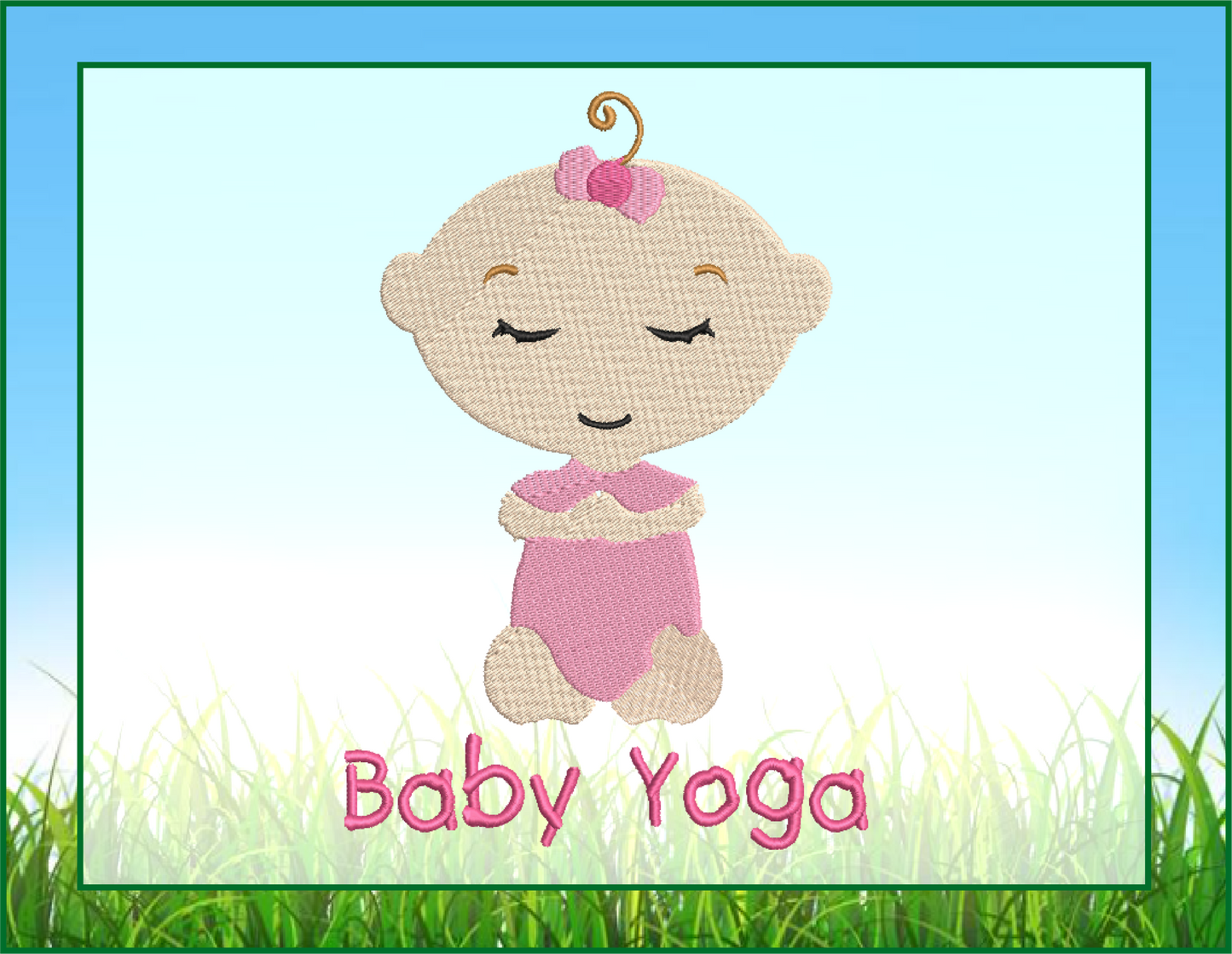 Baby Yoga Pose Machine Embroidery Design – Cute Baby Girl Yoga Pose, 8 Sizes Each | Health & Fitness (3324)