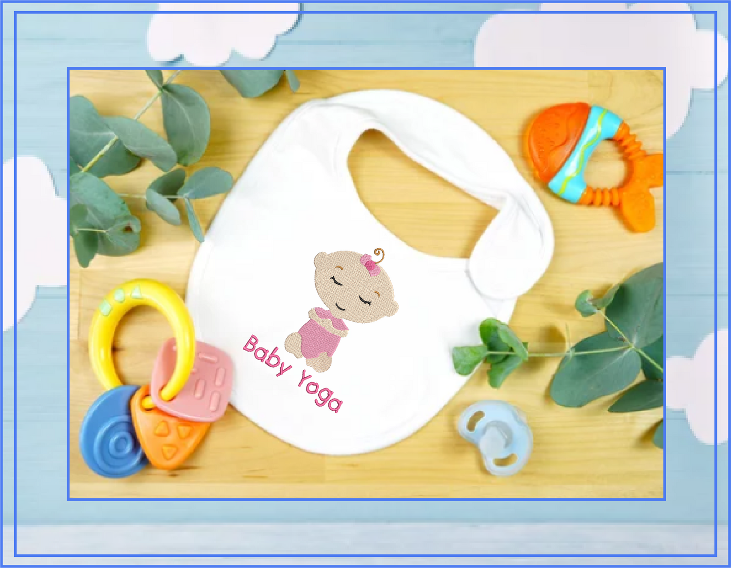 Baby Yoga Pose Machine Embroidery Design – Cute Baby Girl Yoga Pose, 8 Sizes Each | Health & Fitness (3324)