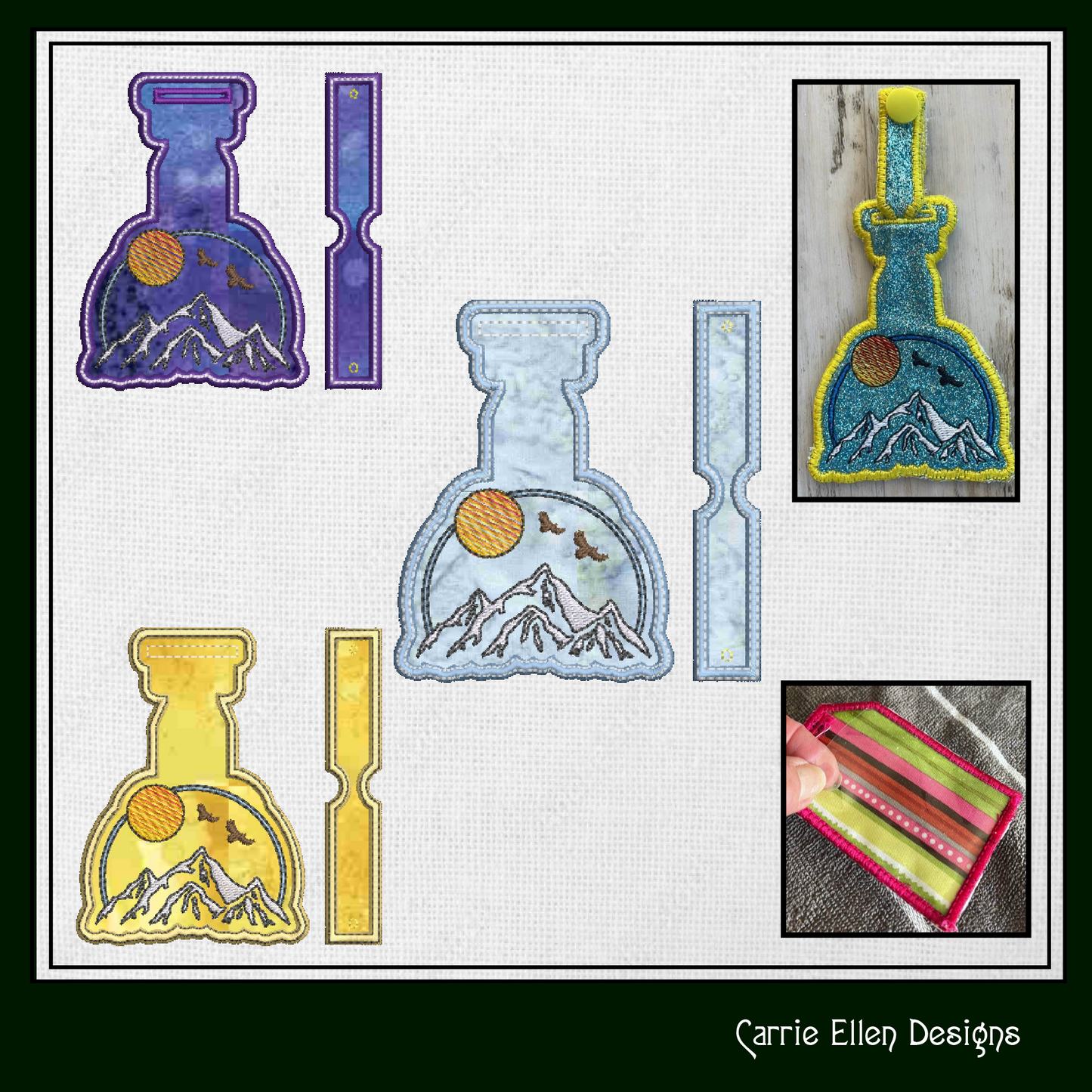 Mountain View ITH Bag and Luggage Tag Machine Embroidery Design | In The Hoop Embroidery Project (1341)