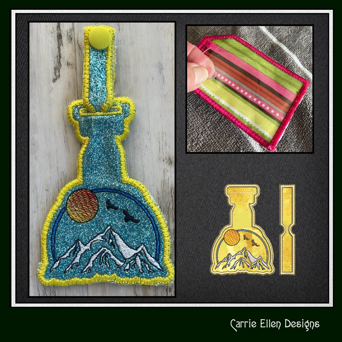 Mountain View ITH Bag and Luggage Tag Machine Embroidery Design | In The Hoop Embroidery Project (1341)