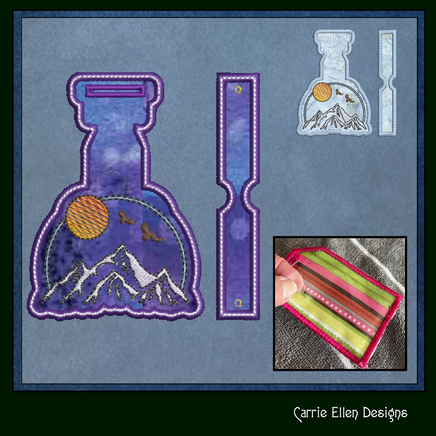Mountain View ITH Bag and Luggage Tag Machine Embroidery Design | In The Hoop Embroidery Project (1341)