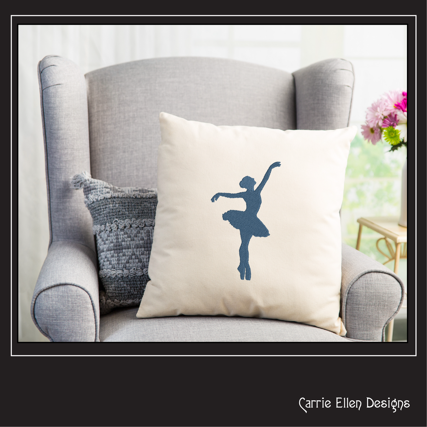 Ballerina Machine Embroidery Design – Dancer Silhouette Pattern, 6 Sizes (1226)