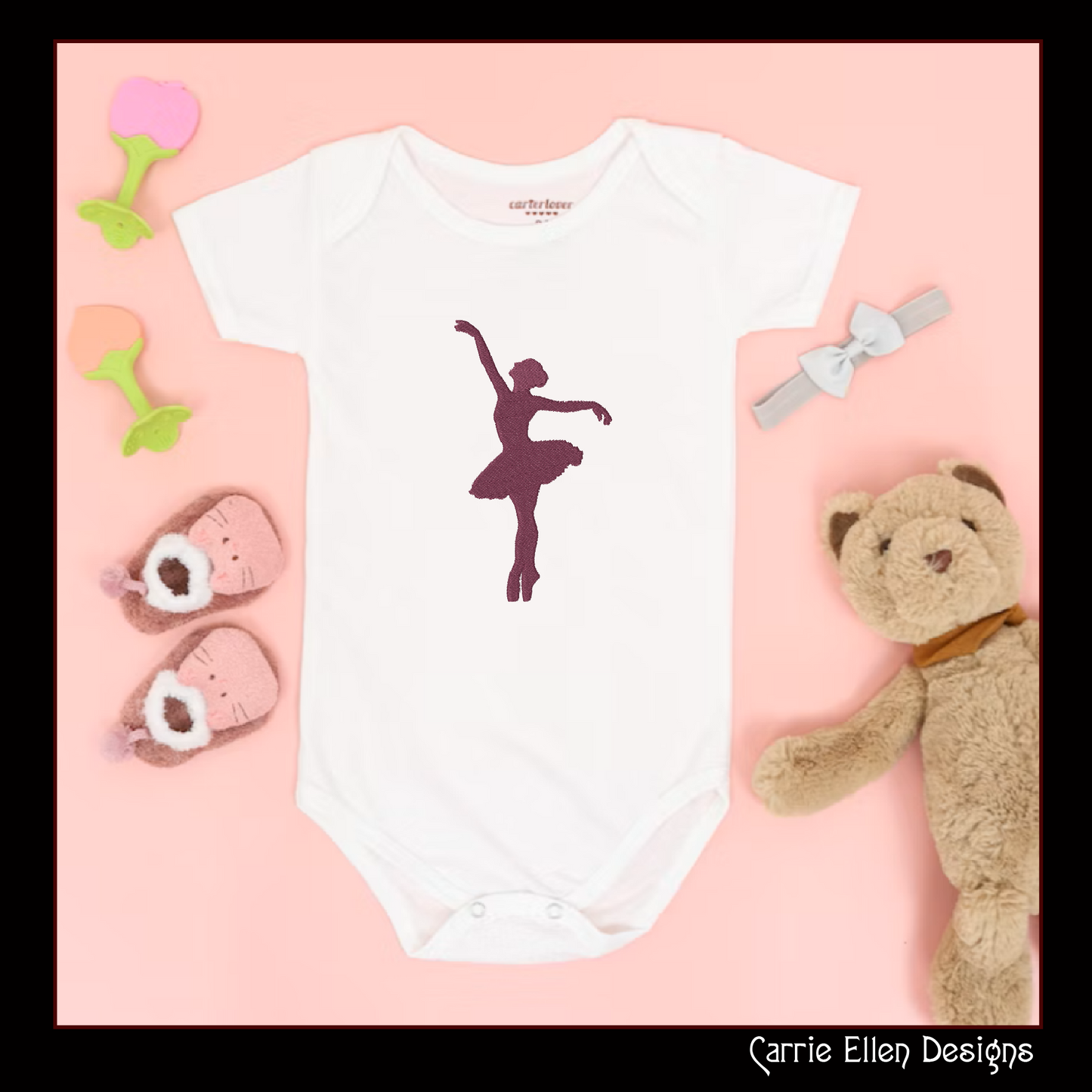 Ballerina Machine Embroidery Design – Dancer Silhouette Pattern, 6 Sizes (1226)